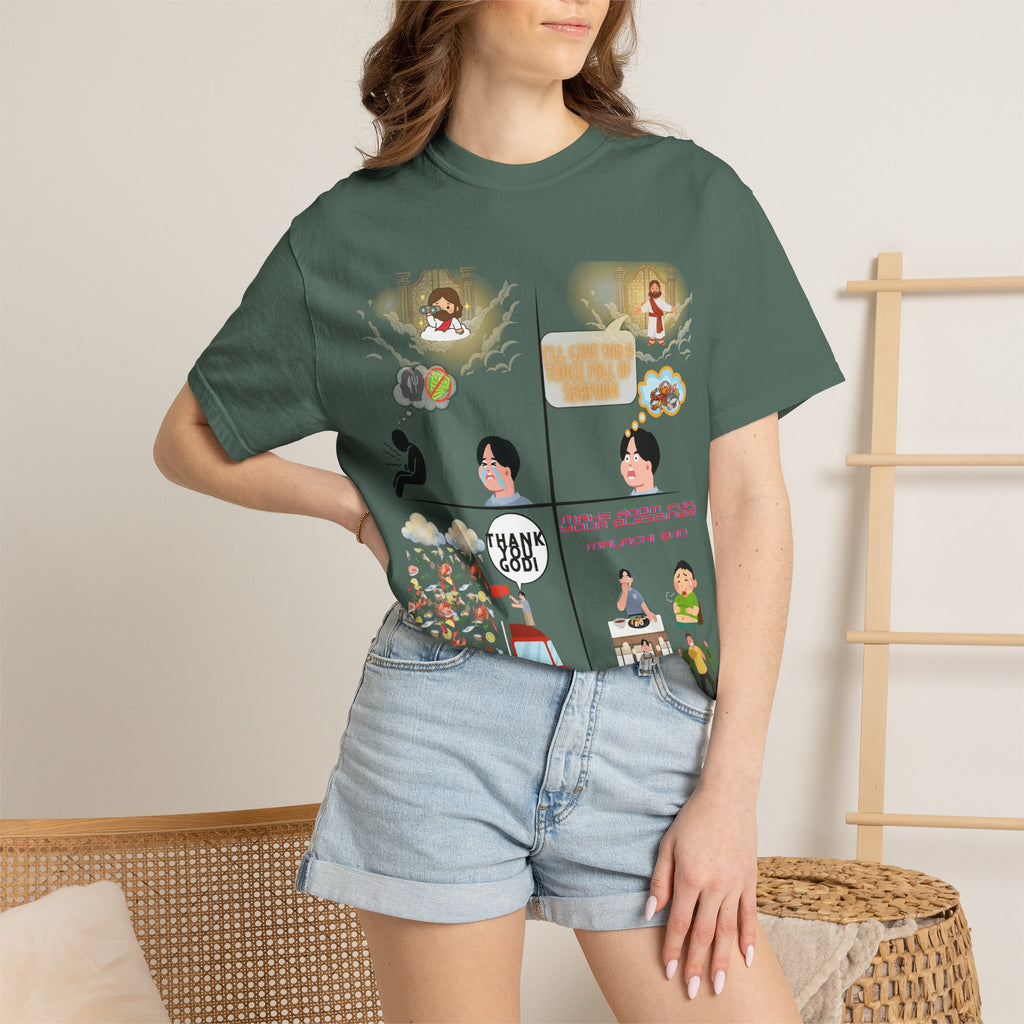 Graphic Panel T-Shirt — Cute Storyboard Illustrations "Make Room For Your Blessings"