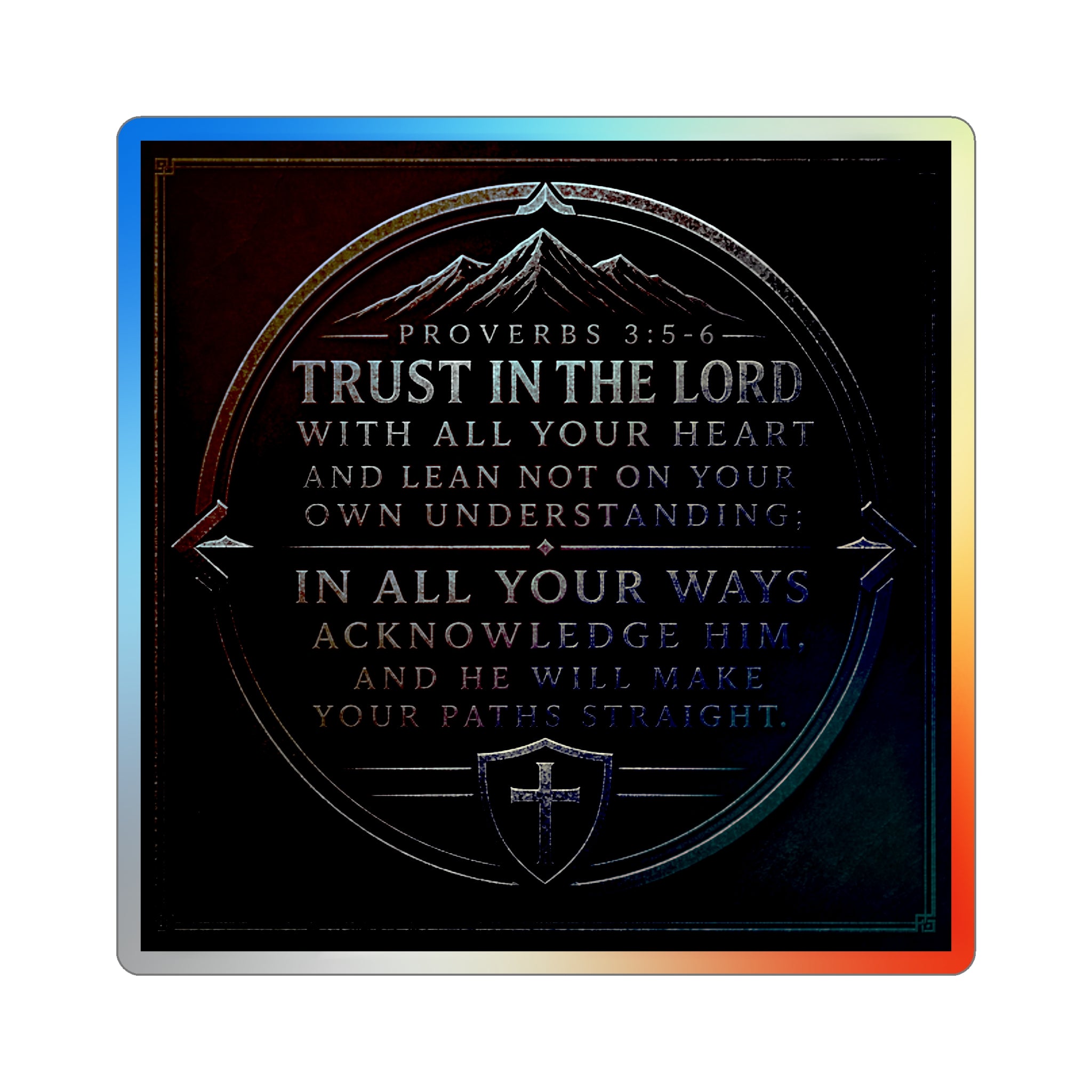 Holographic Faith Sticker — Proverbs 3:5 Inspirational Die-Cut
