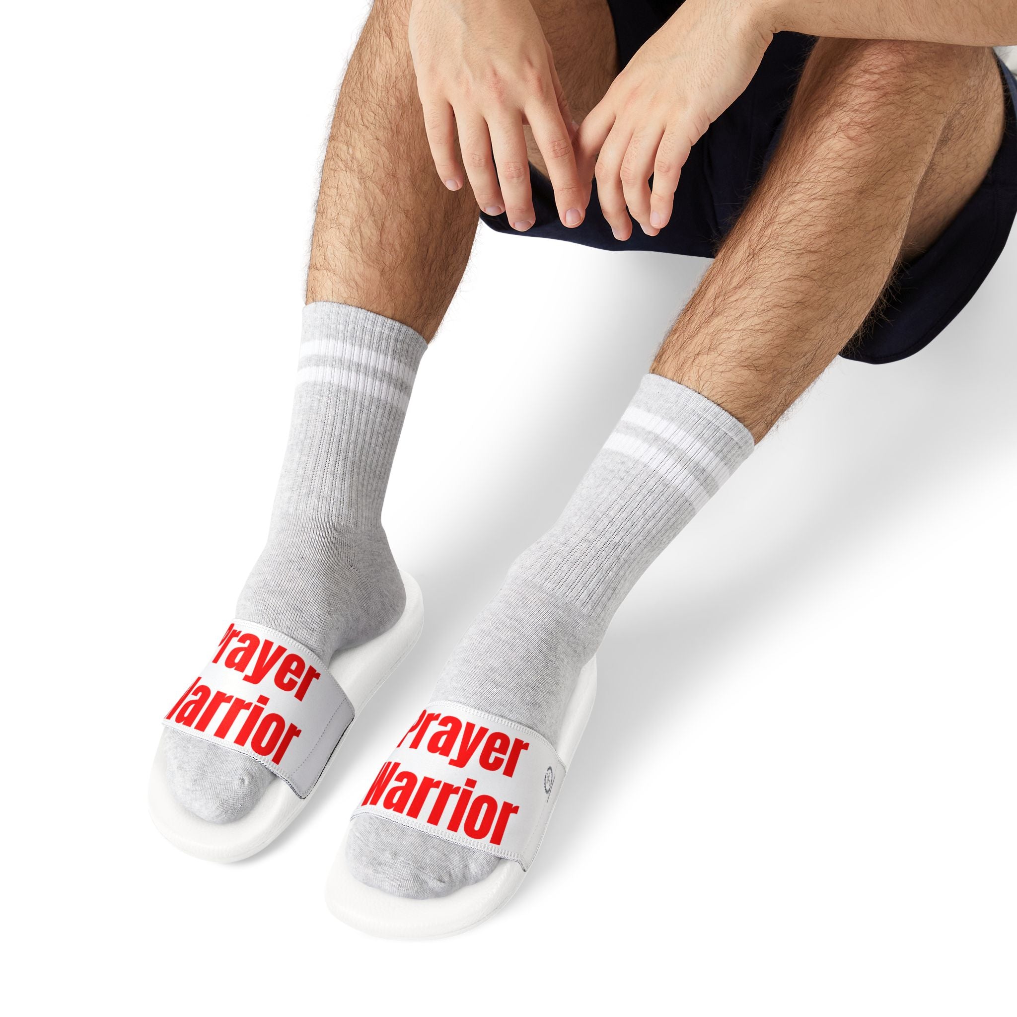 Prayer Warrior Slide Sandals for Men — Removable Strap Casual Beach & Pool Slides