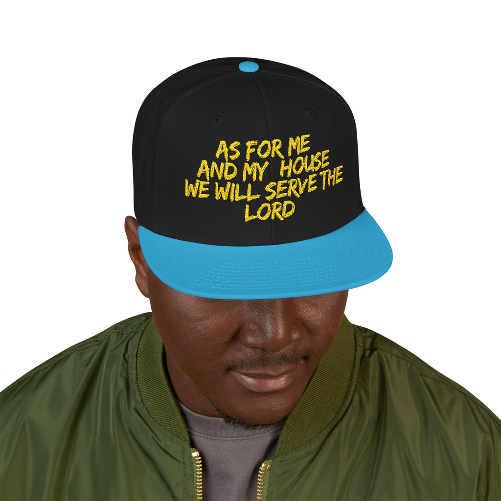 Embroidered Snapback Hat — “As For Me And My House, We Will Serve the Lord” Streetwear Cap