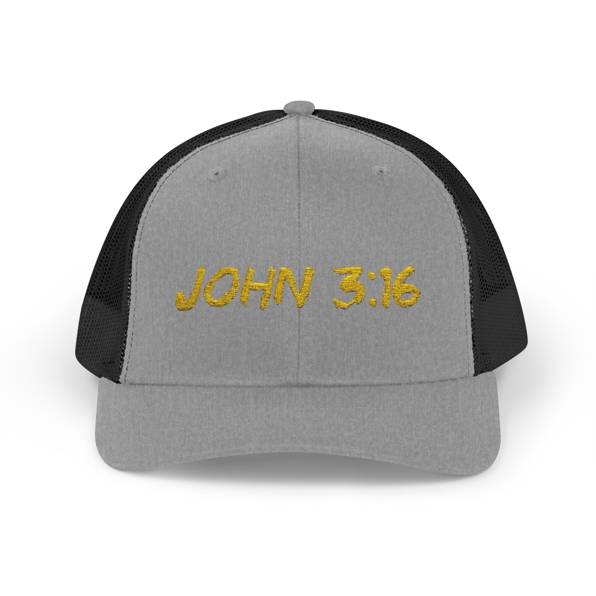 John 3:16 Trucker Cap — Embroidered Christian Snapback Mesh back Hat