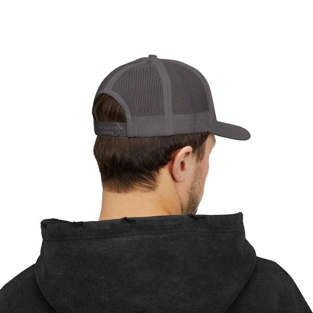 YAHWEH Gold Script Snapback Trucker Cap — Faith-Inspired Mesh Back Hat