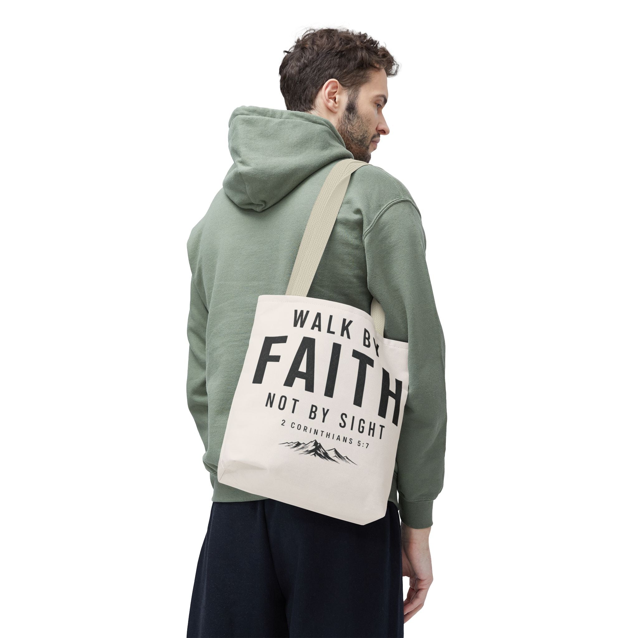 Faith Tote Bag — "Walk by Faith, Not by Sight" Inspirational Scripture Tote