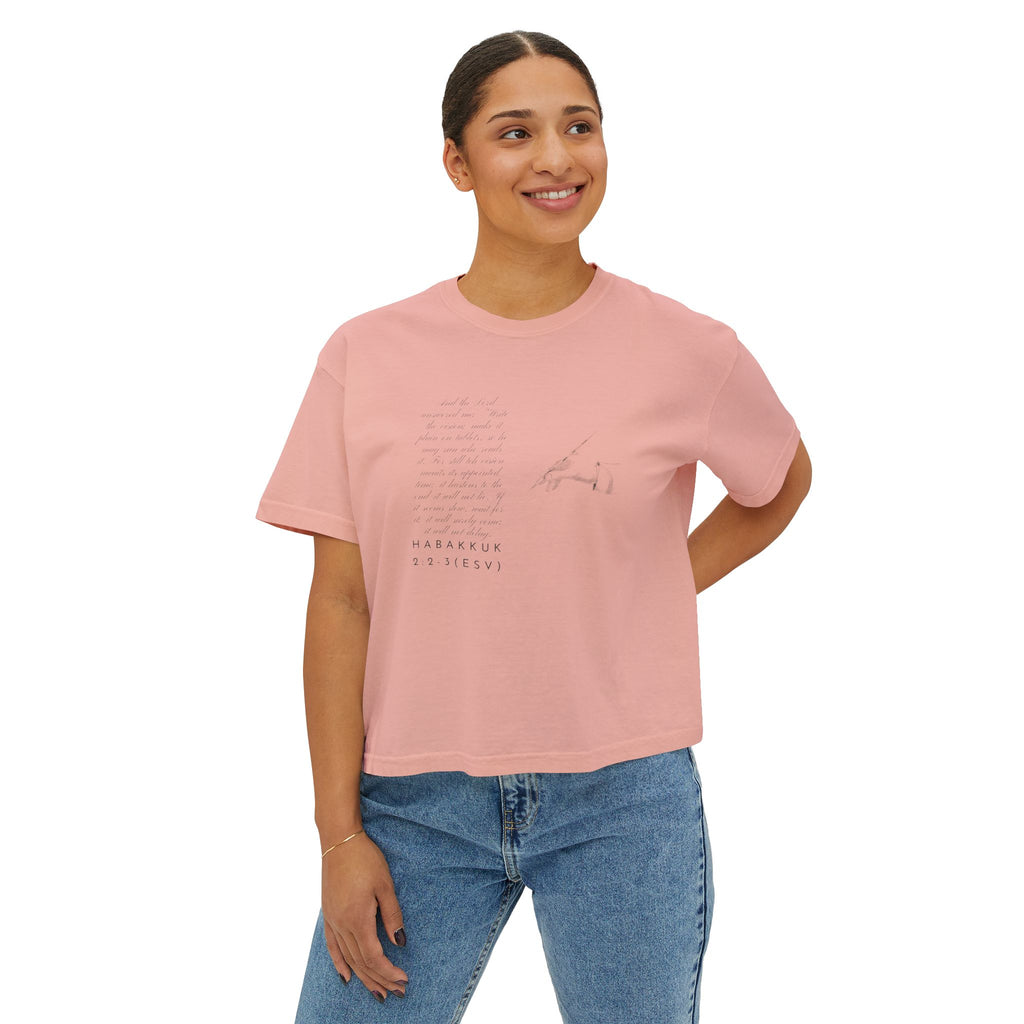 Christian Cross Boxy Tee — Write the Vision and Make It Plain KJV
