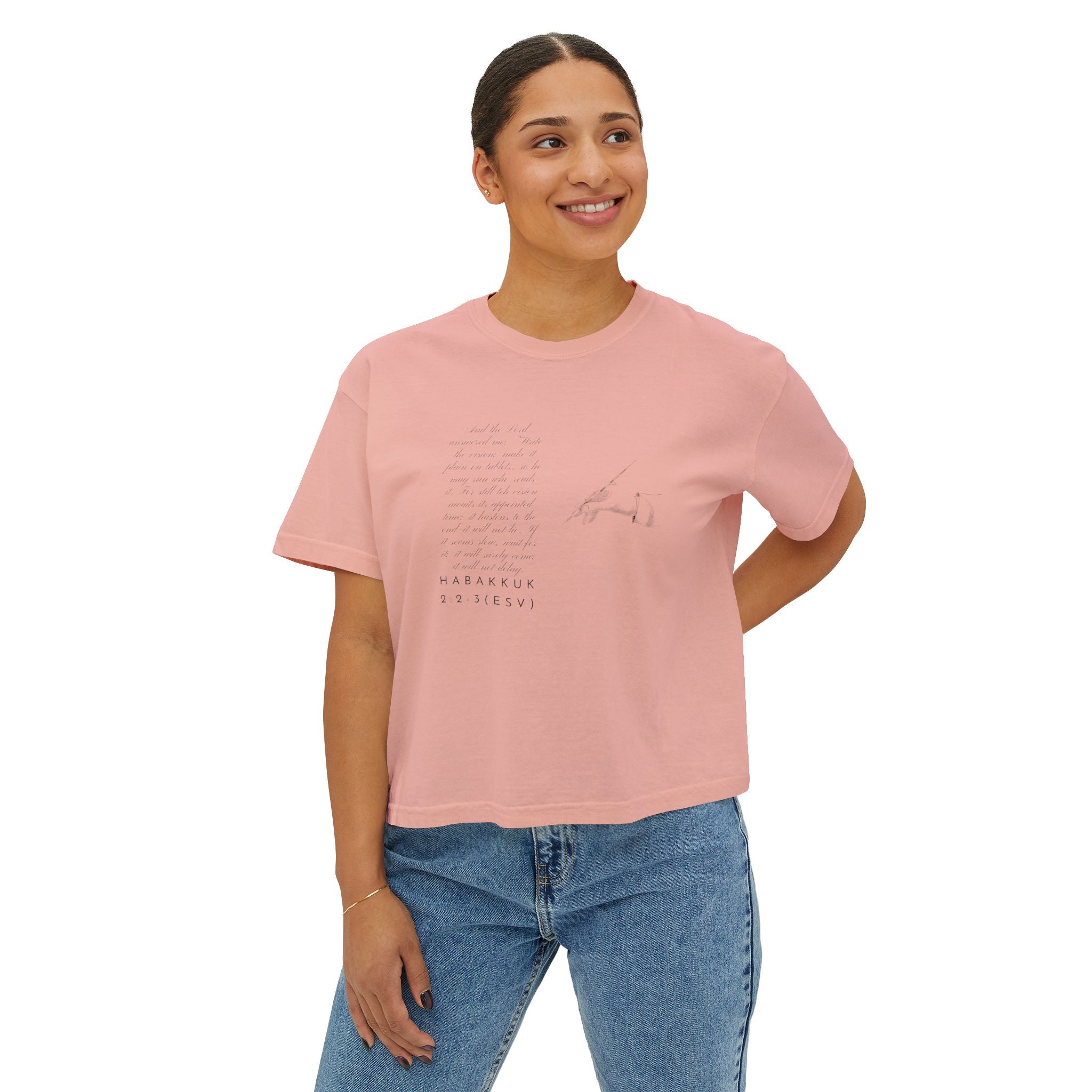 Christian Cross Boxy Tee — Write the Vision and Make It Plain KJV