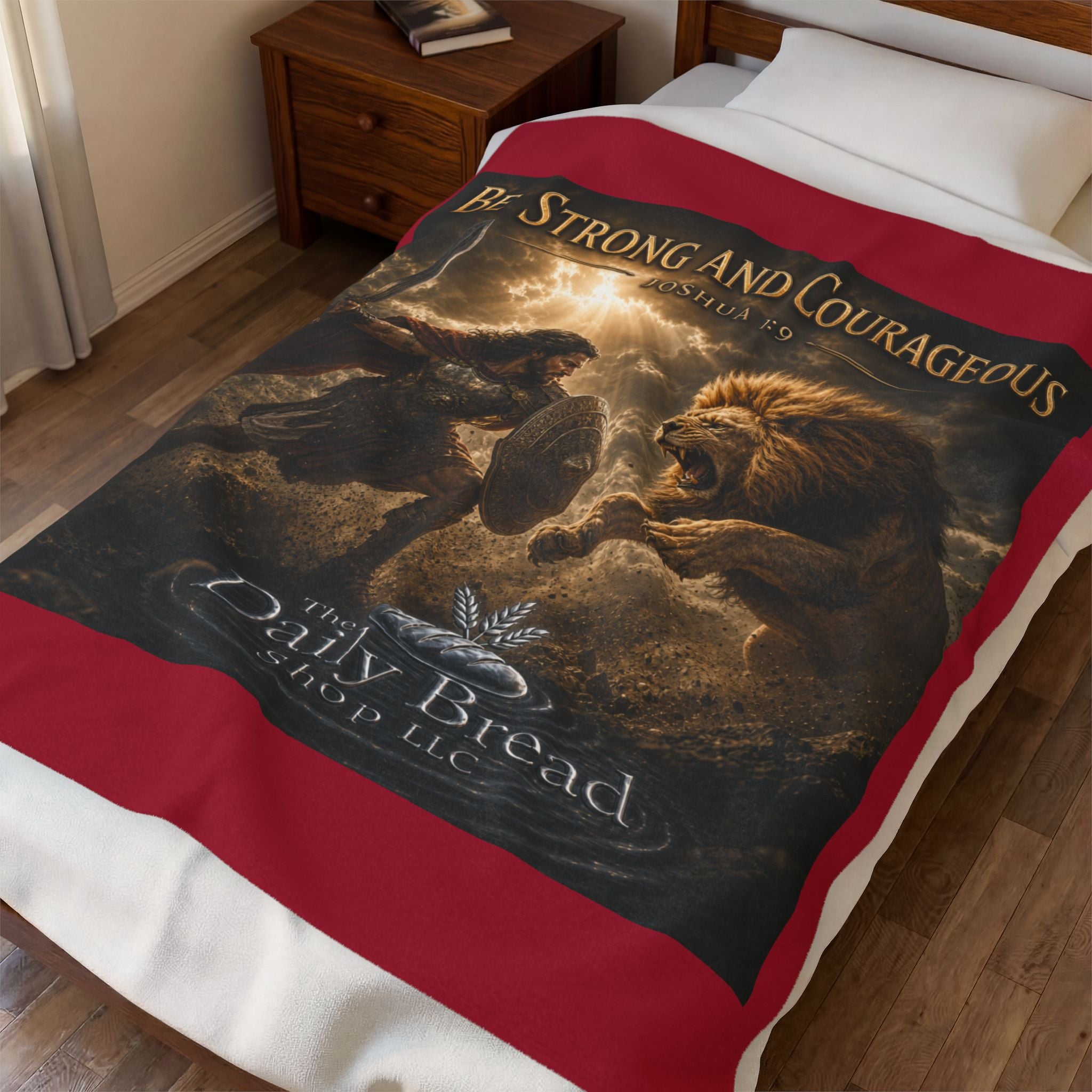 Velveteen Blanket - "Be Strong and Courageous" Inspirational Joshua 1:9 Plush Throw