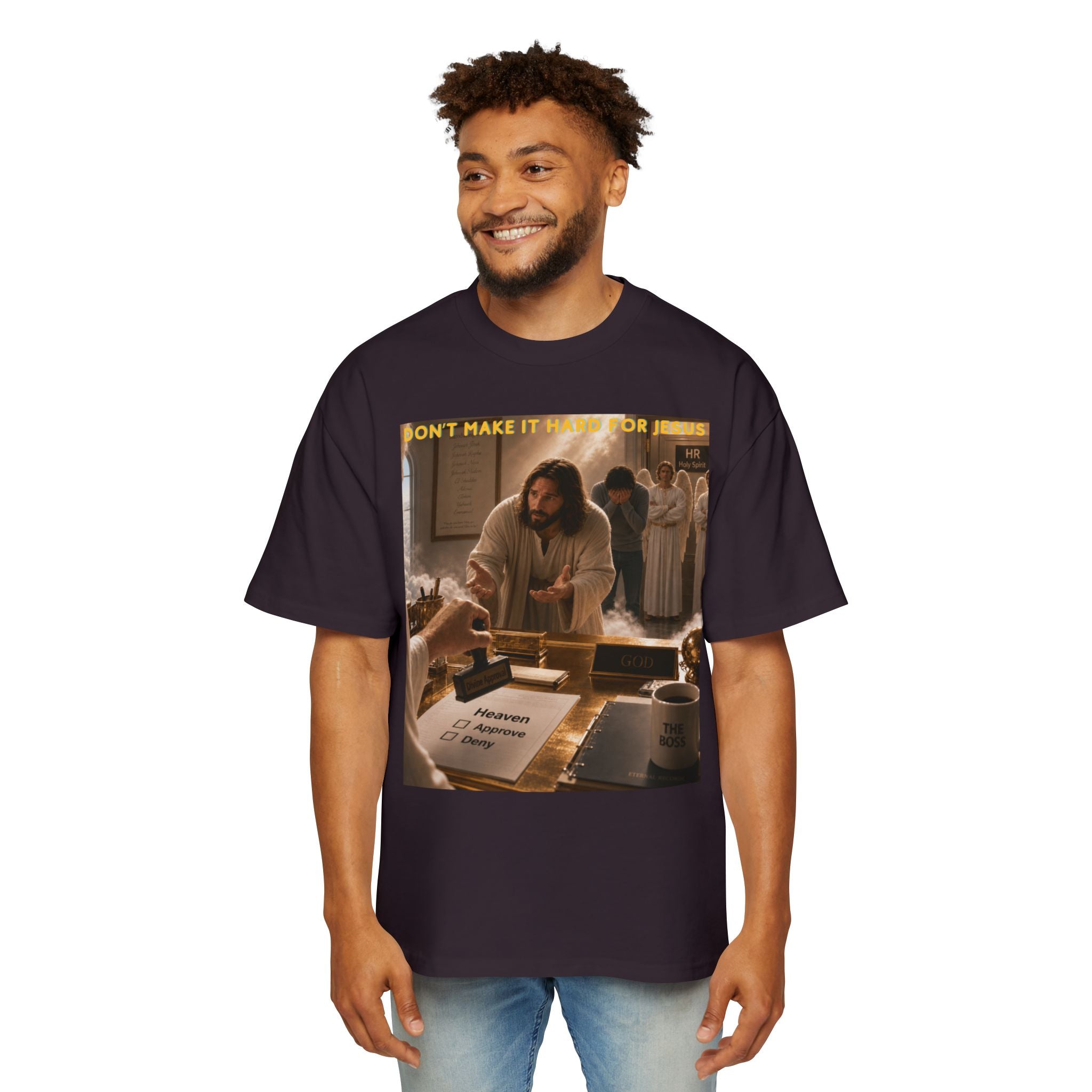 Christian Jesus Graphic Tee — "Don't Make It Hard For Jesus" Oversized Shirt
