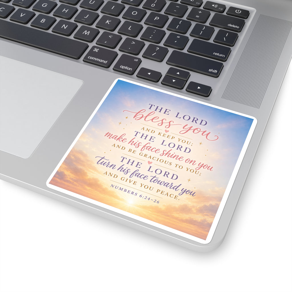 Blessing Verse Square Sticker — Numbers 6:24-26 Inspirational Faith Sticker