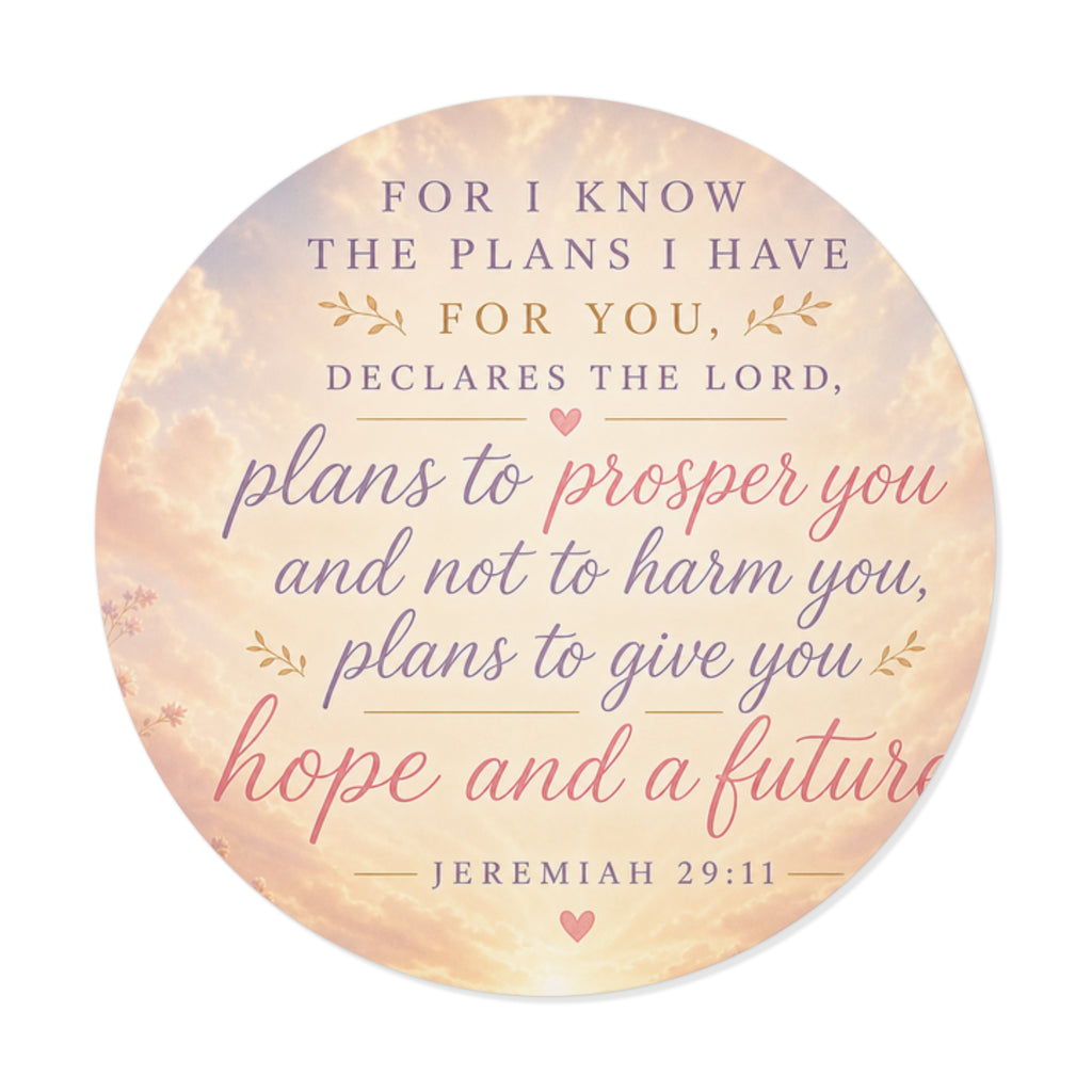 Jeremiah 29:11 Round Vinyl Sticker — "Plans to Prosper You" Inspirational Faith Sticker