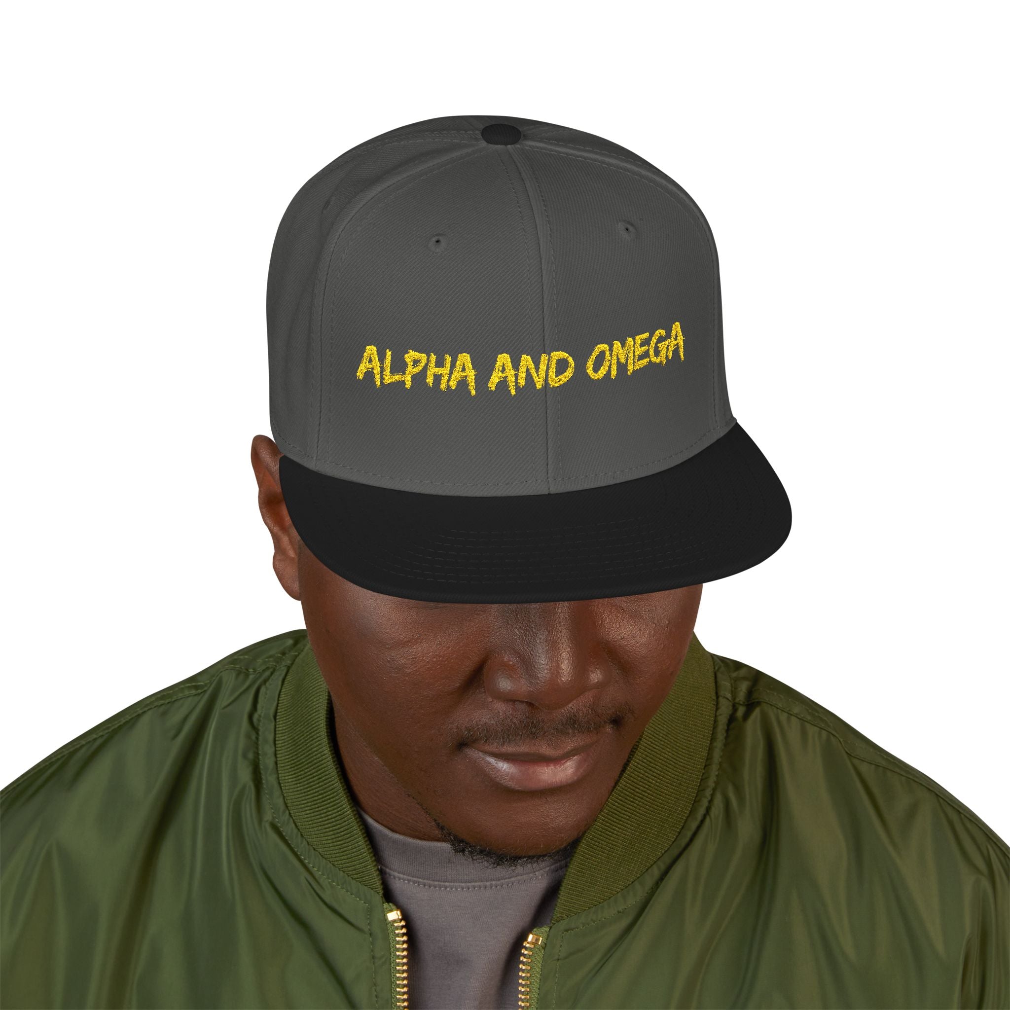 Embroidered "Alpha and Omega" Snapback Hat - Streetwear Trucker Cap