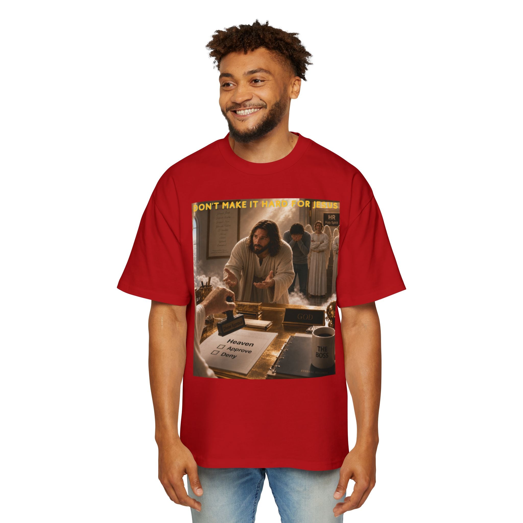 Christian Jesus Graphic Tee — "Don't Make It Hard For Jesus" Oversized Shirt
