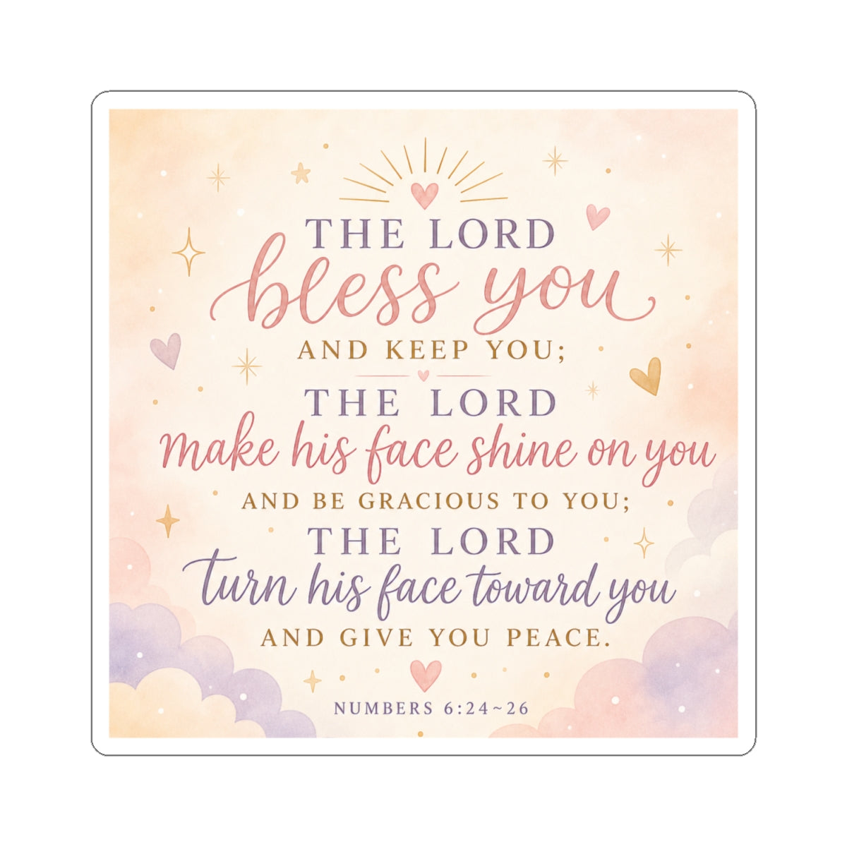 Bless You Bible Verse Sticker — Numbers 6:24-26 Inspirational Kiss-Cut Sticker
