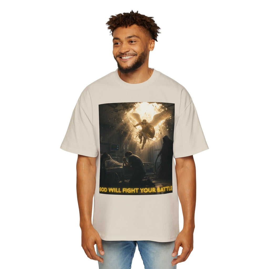 Christian Graphic Tee — "God Will Fight Your Battle" Oversized T‑Shirt
