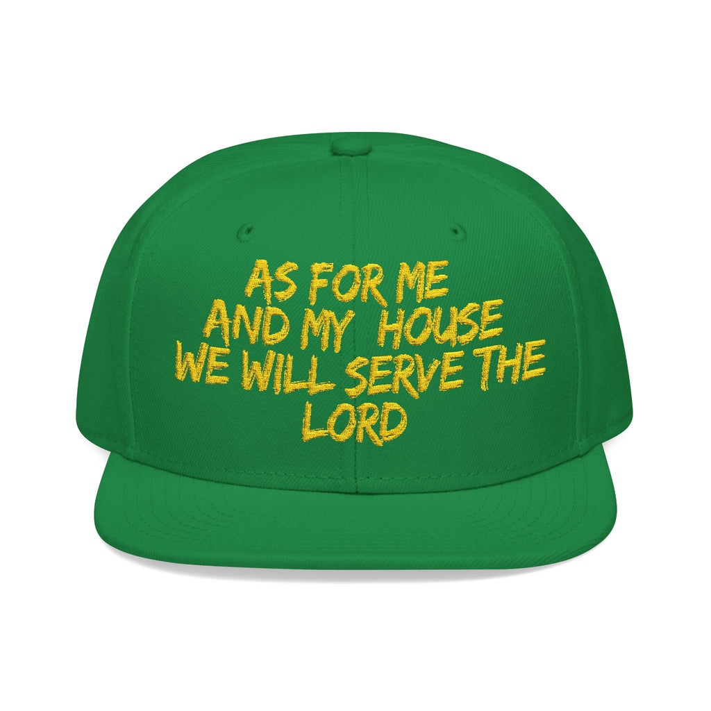 Embroidered Snapback Hat — “As For Me And My House, We Will Serve the Lord” Streetwear Cap