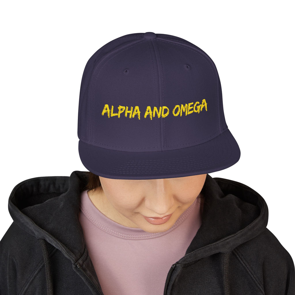 Embroidered "Alpha and Omega" Snapback Hat - Streetwear Trucker Cap