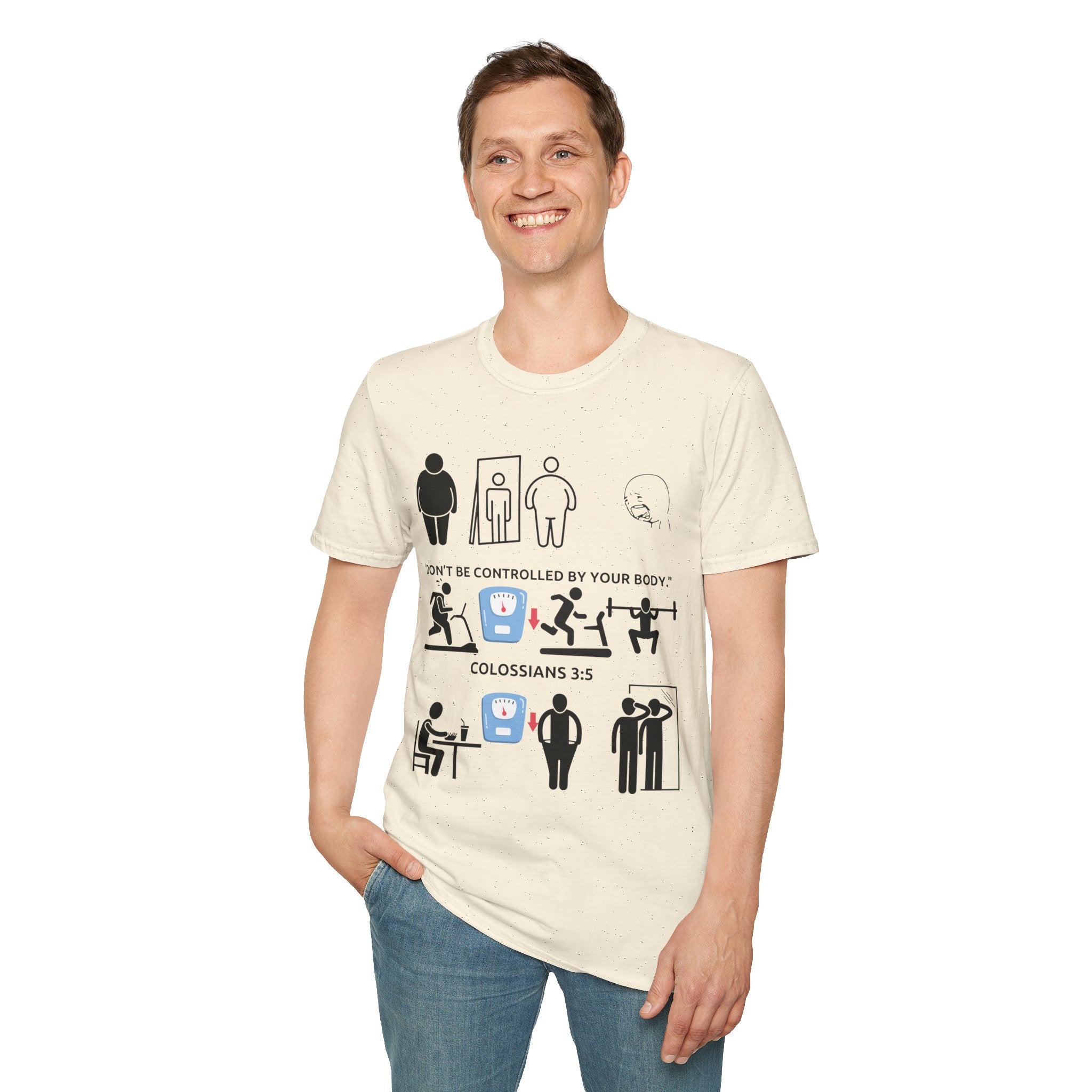 T-Shirt — “Don’t Be Controlled By Your Body” Christian Fitness Graphic