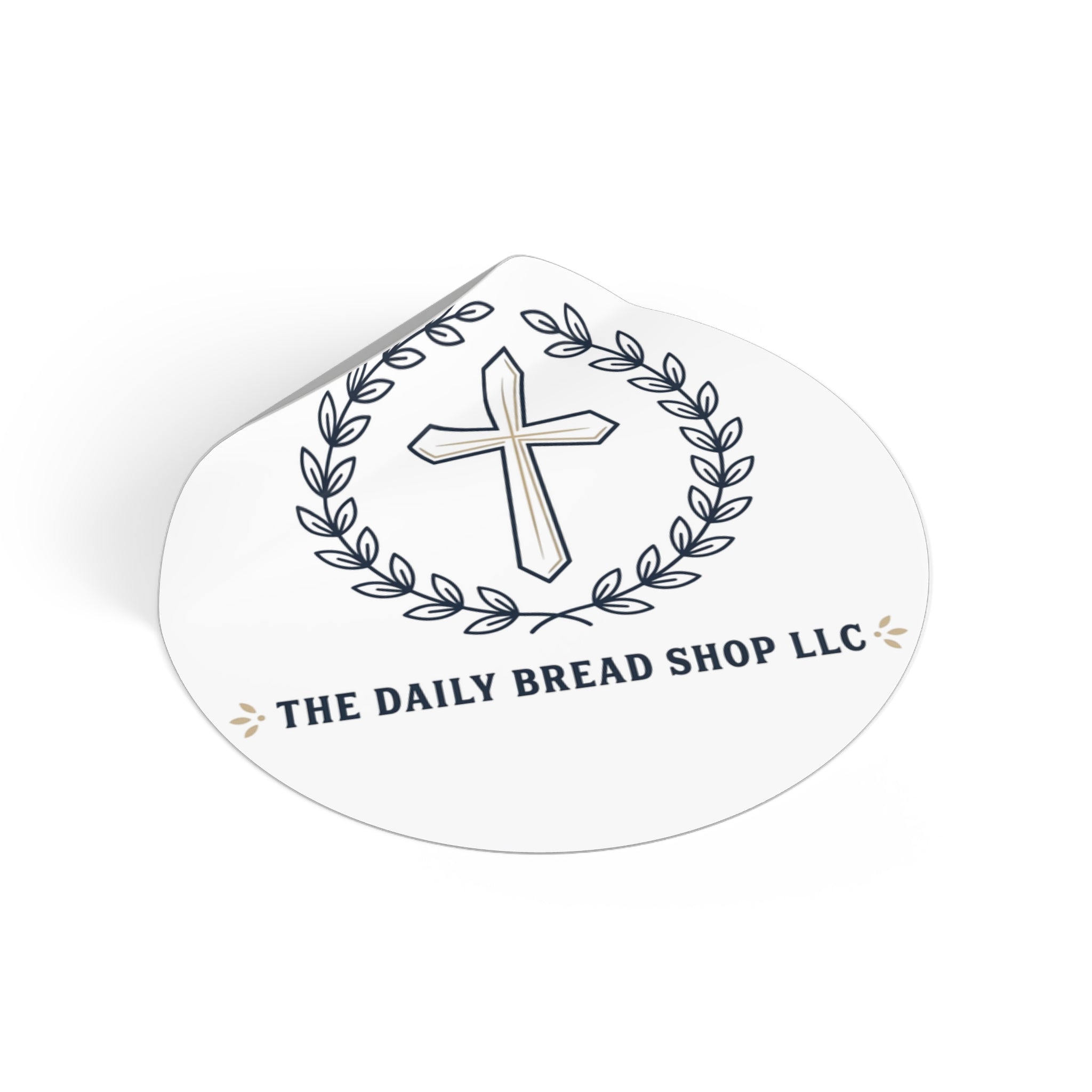 Christian Cross Logo Round Vinyl Sticker — 'The Daily Bread Shop LLC'