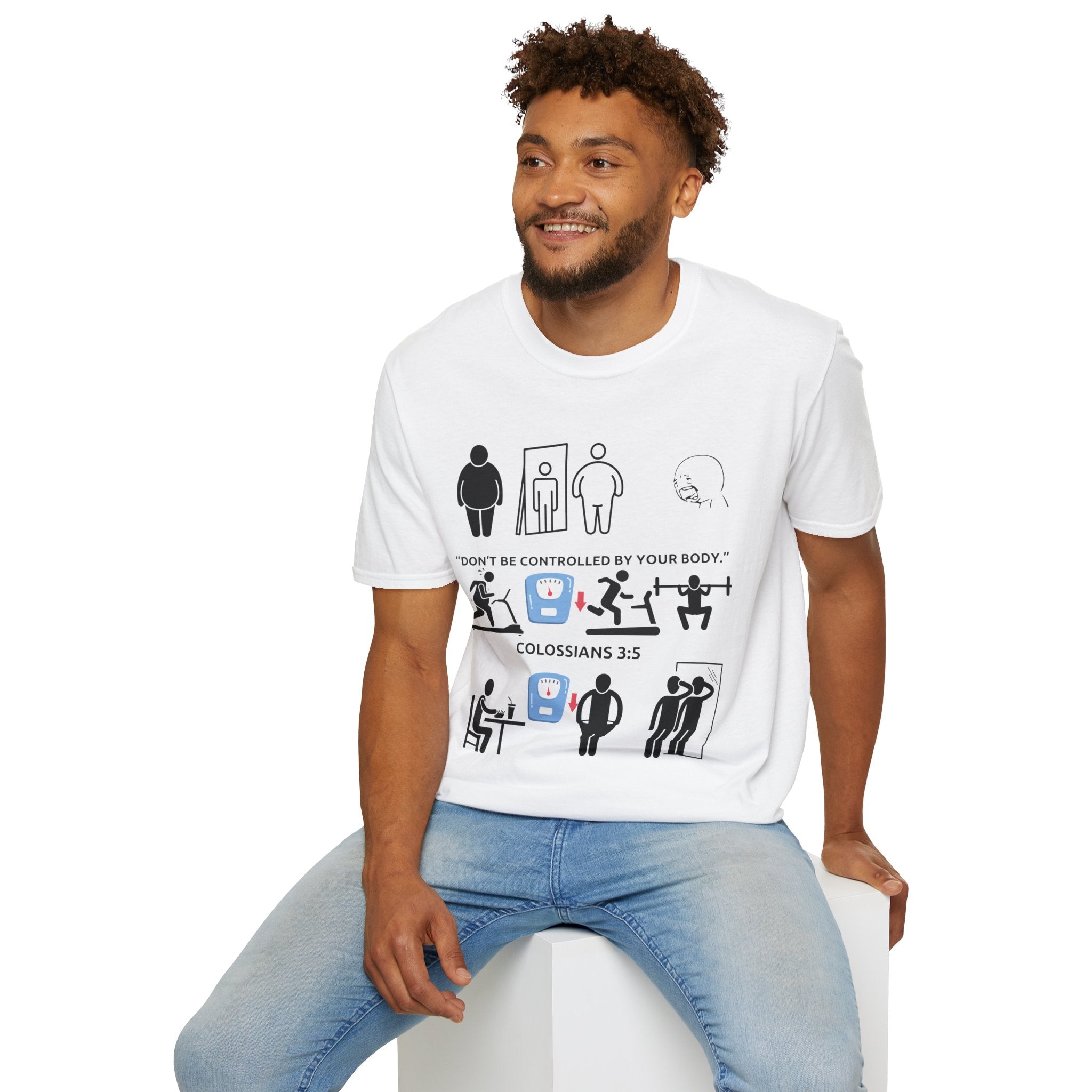 T-Shirt — “Don’t Be Controlled By Your Body” Christian Fitness Graphic