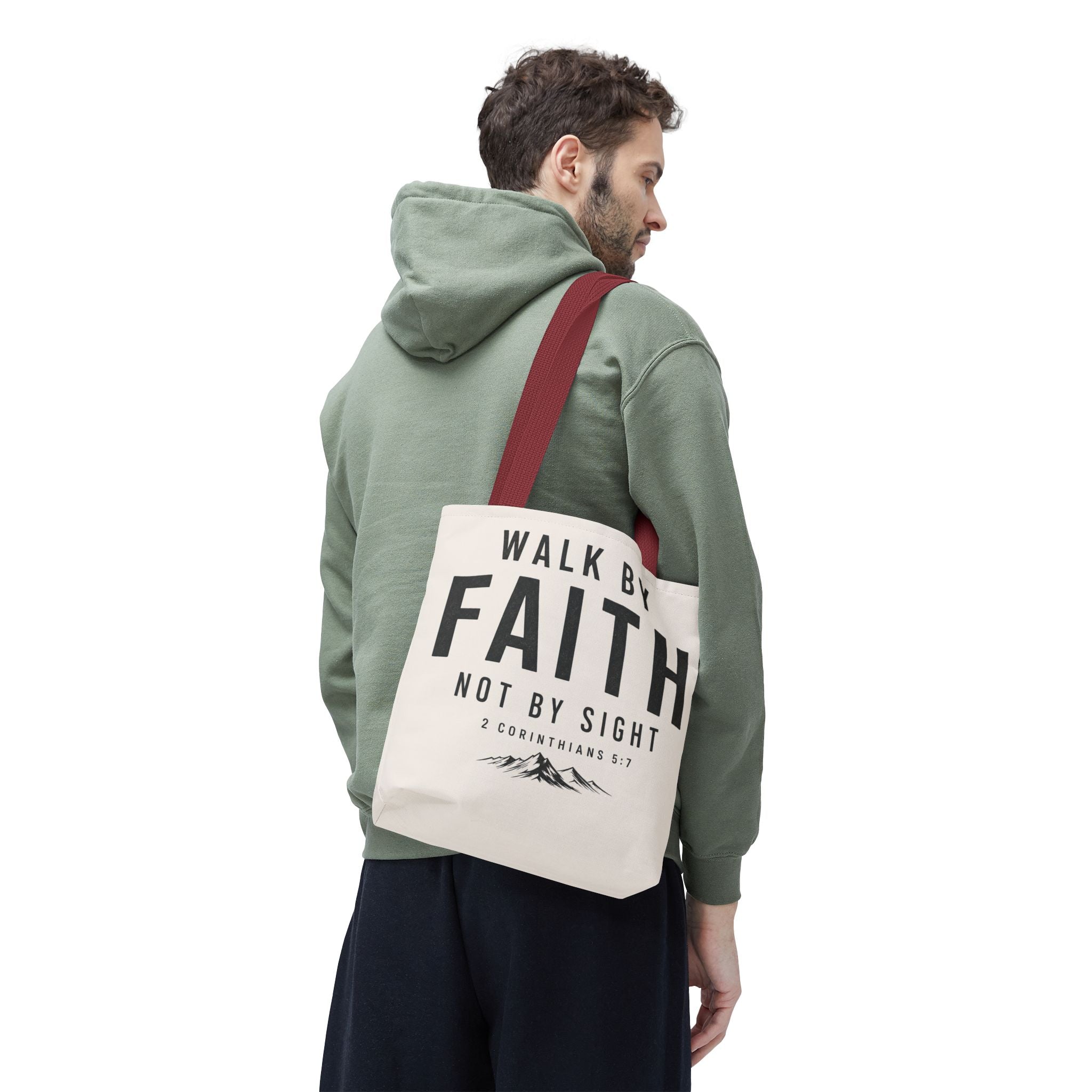 Faith Tote Bag — "Walk by Faith, Not by Sight" Inspirational Scripture Tote