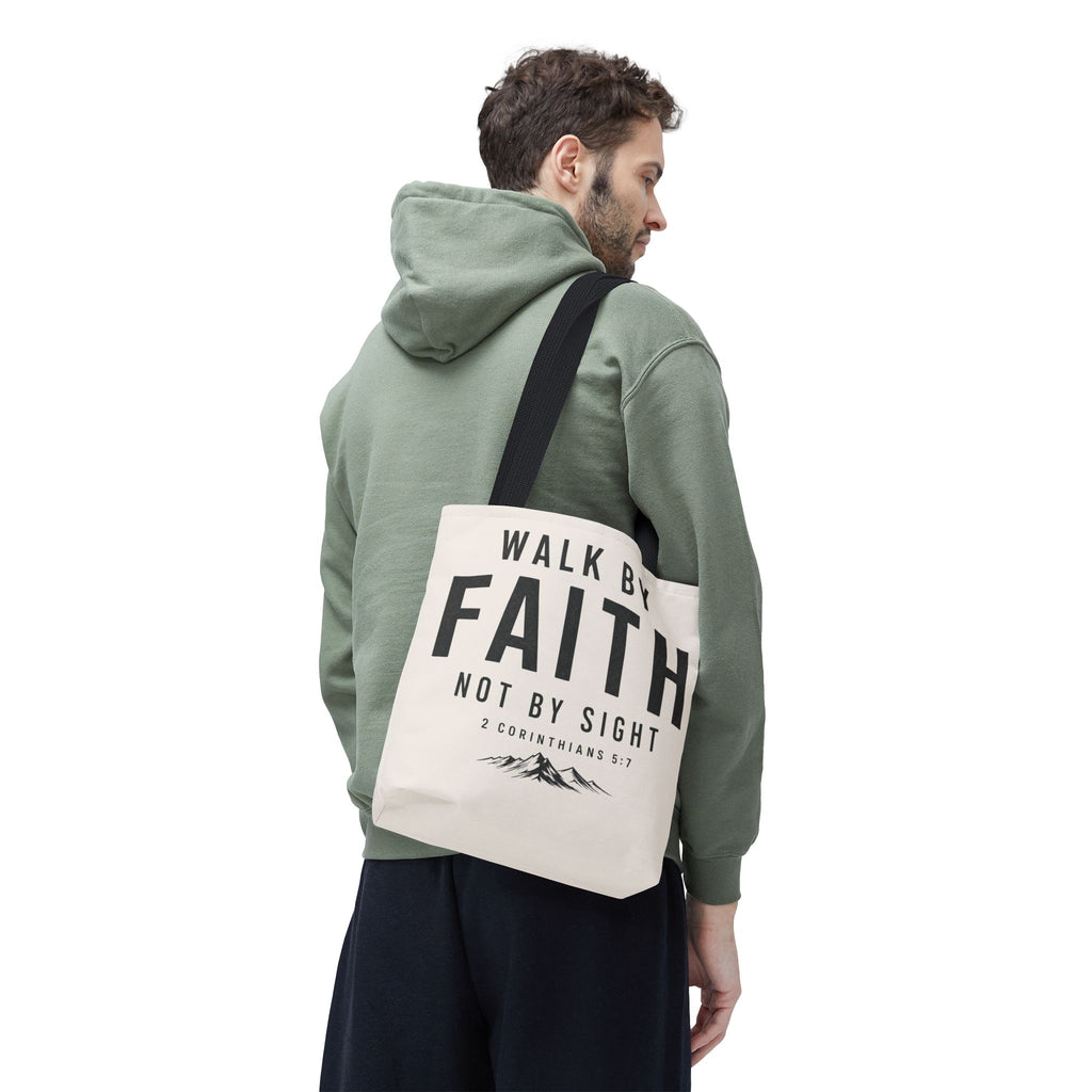 Faith Tote Bag — "Walk by Faith, Not by Sight" Inspirational Scripture Tote