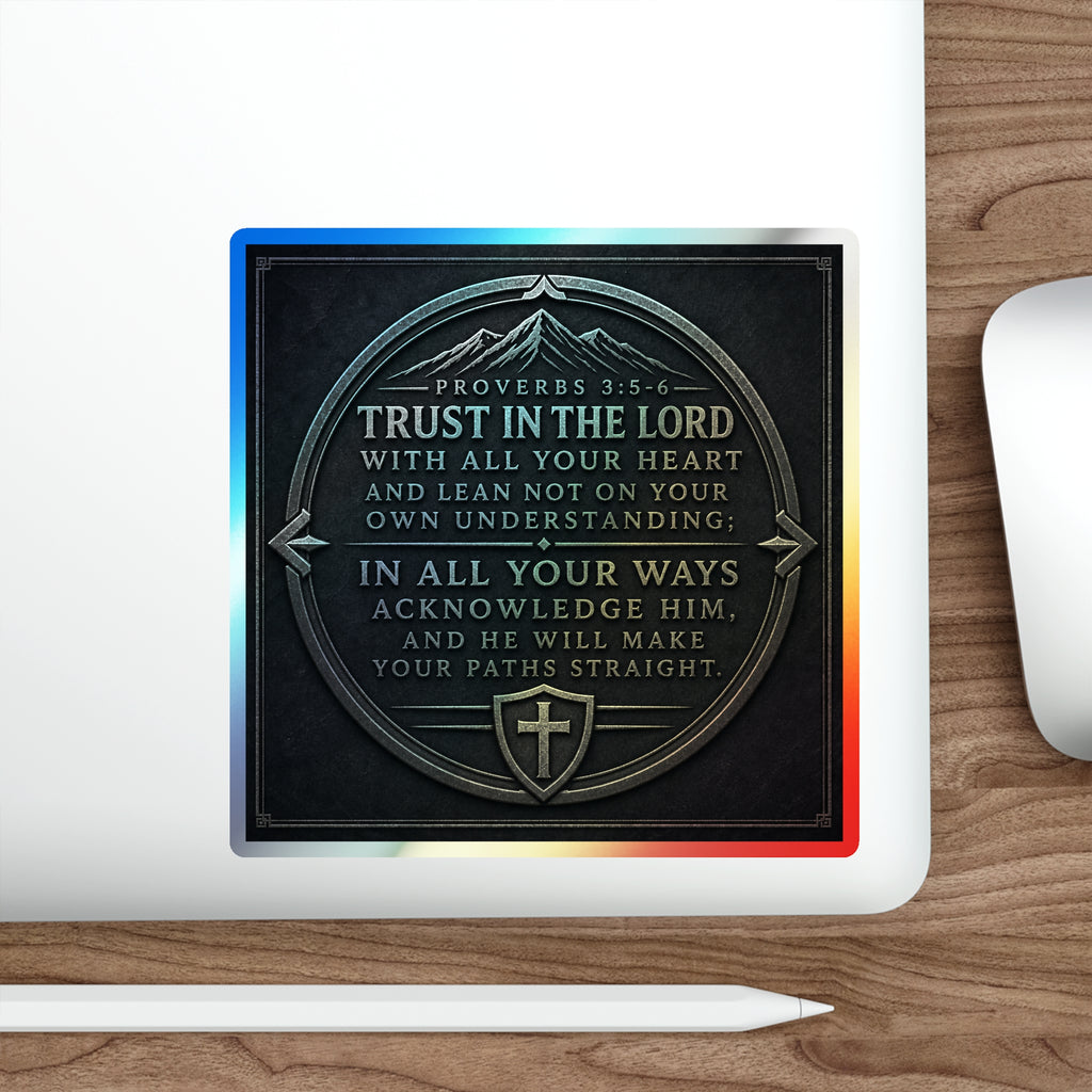 Holographic Faith Sticker — Proverbs 3:5 Inspirational Die-Cut