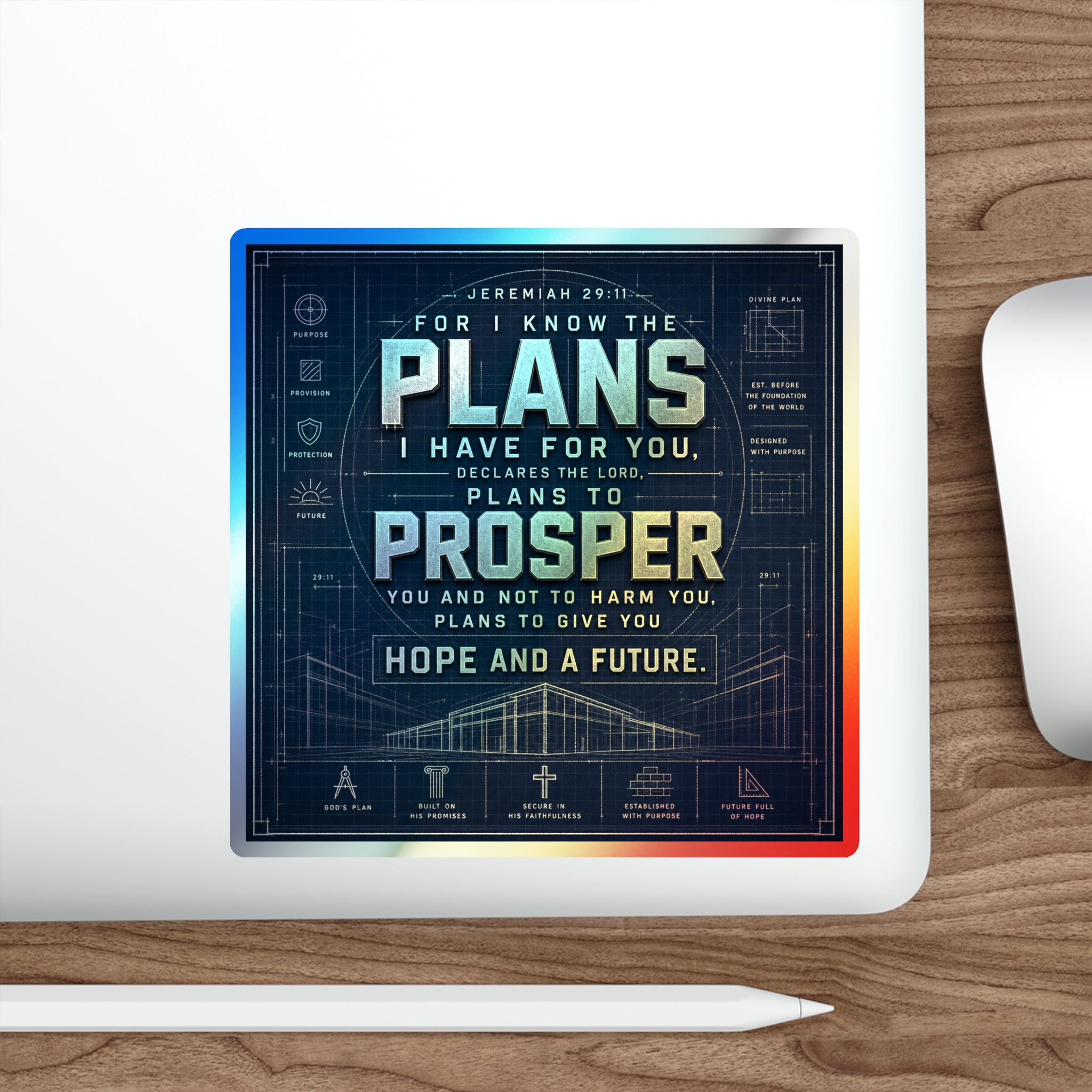 Holographic 'Plans to Prosper' Die-Cut Sticker — Jeremiah 29:11 Inspirational Faith Sticker