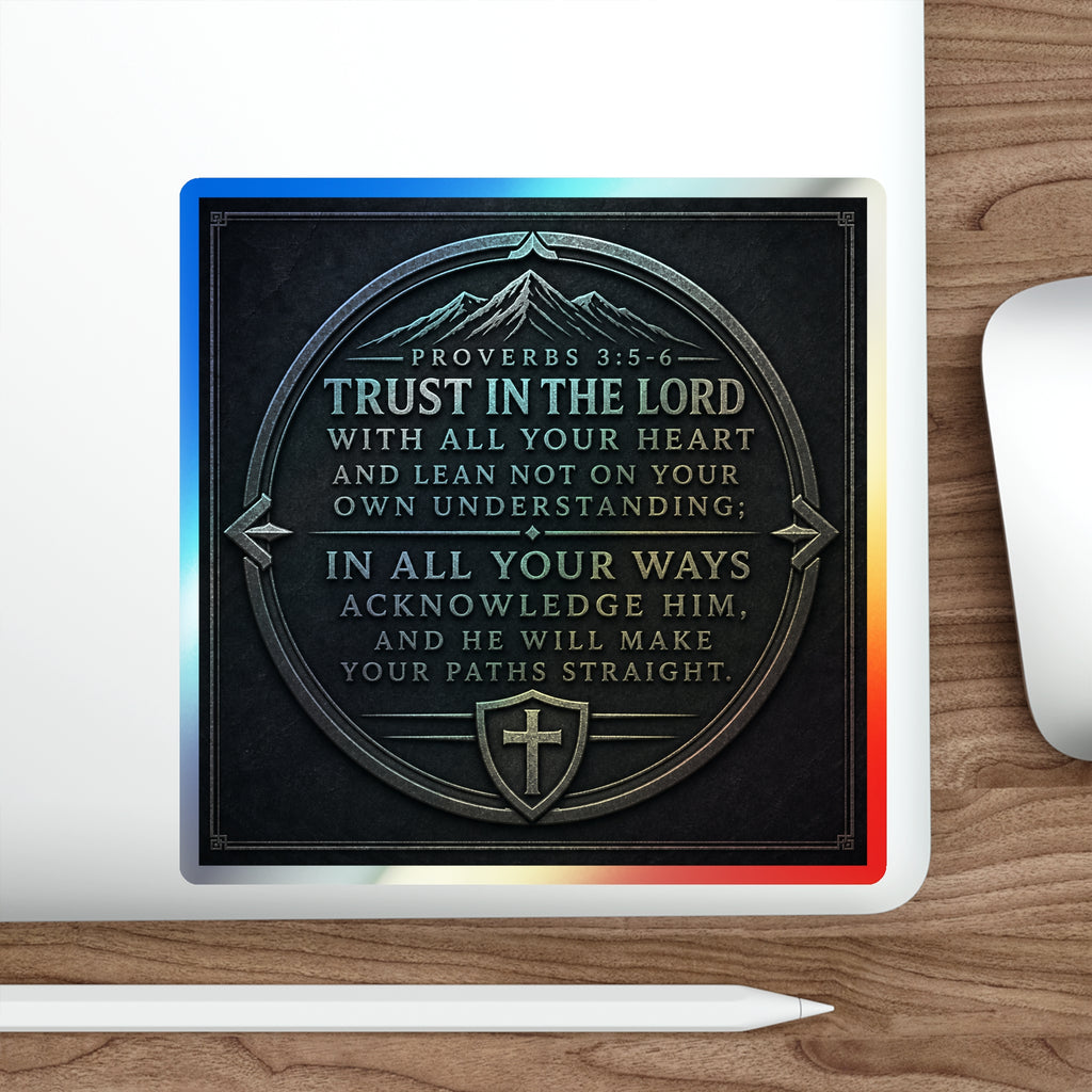 Holographic Faith Sticker — Proverbs 3:5 Inspirational Die-Cut