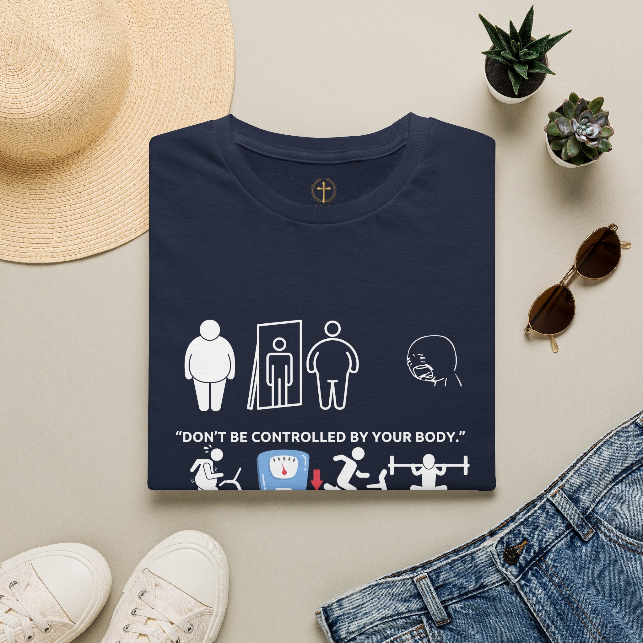 T-Shirt — “Don’t Be Controlled By Your Body” Christian Fitness Graphic