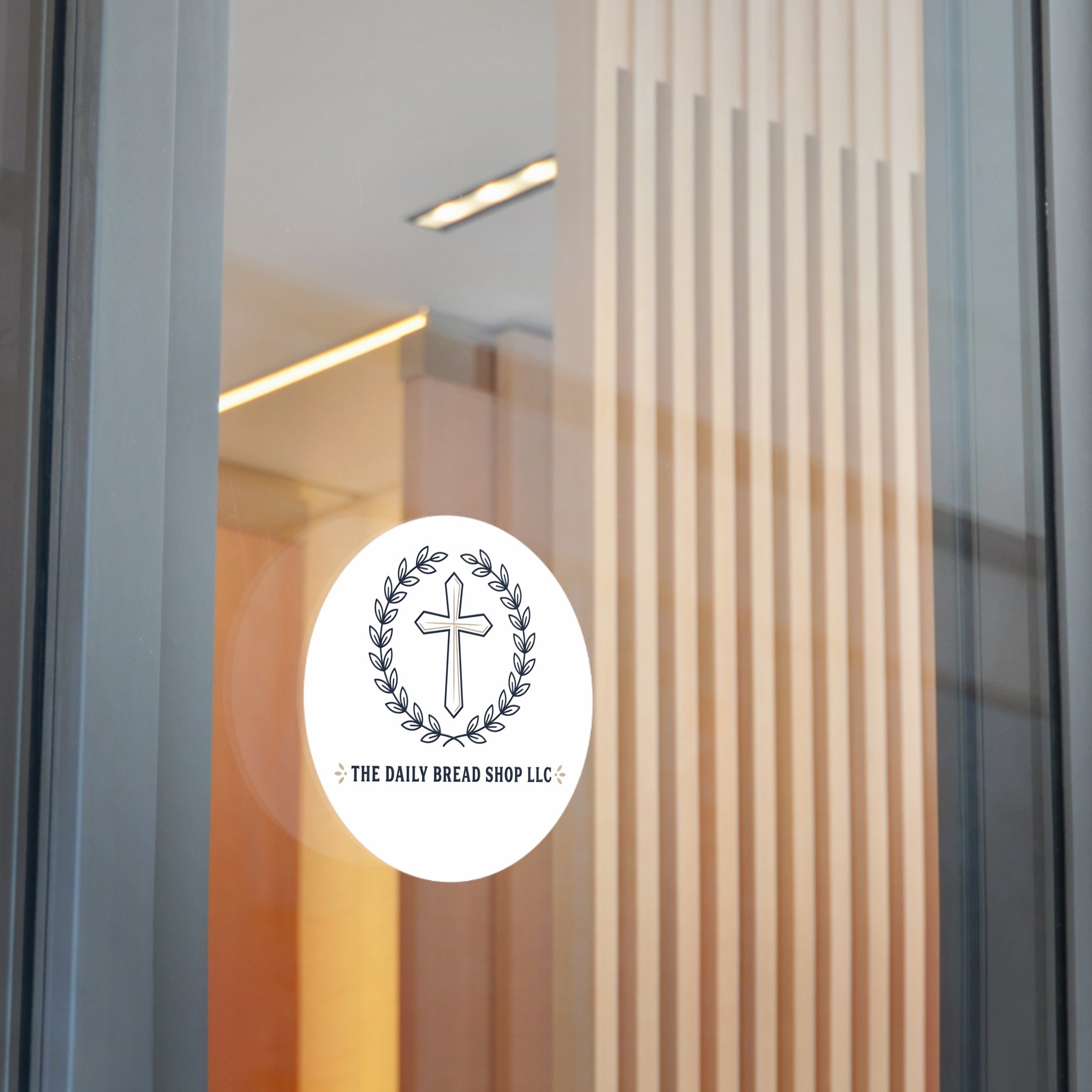 Christian Cross Logo Round Vinyl Sticker — 'The Daily Bread Shop LLC'
