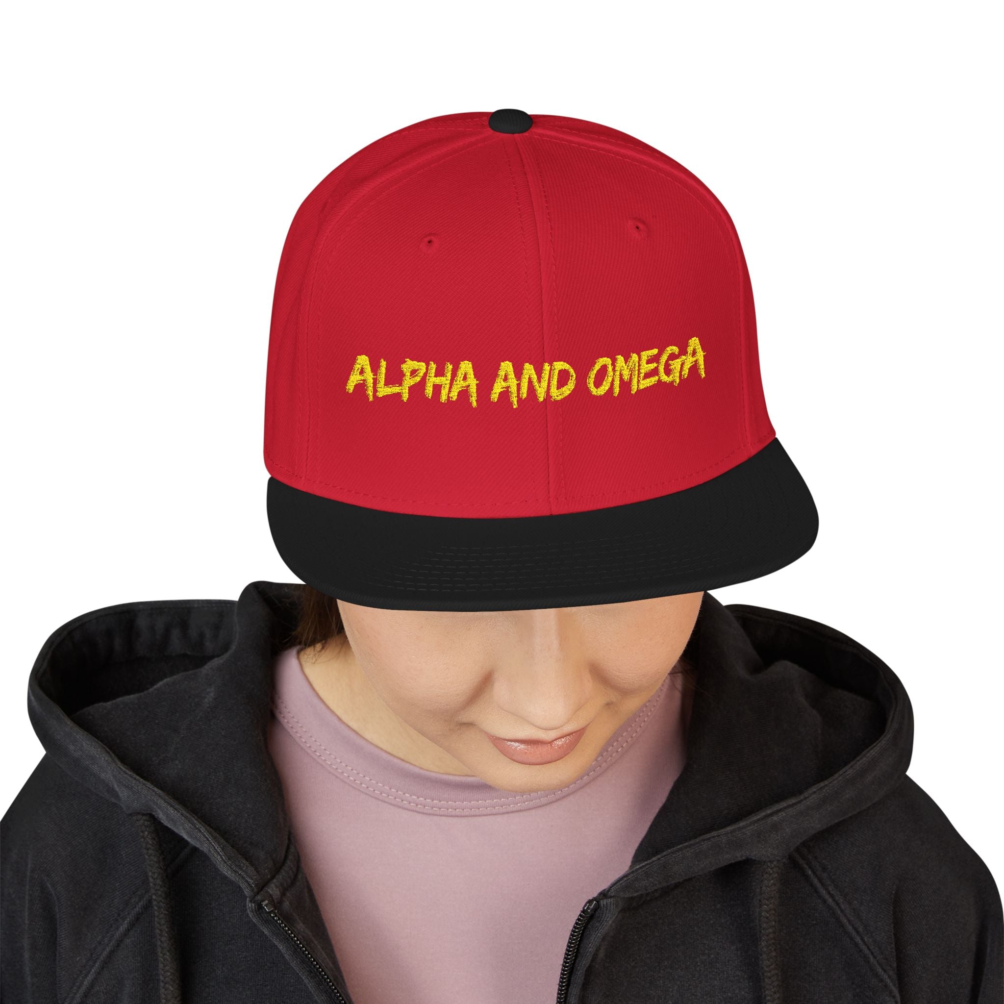 Embroidered "Alpha and Omega" Snapback Hat - Streetwear Trucker Cap