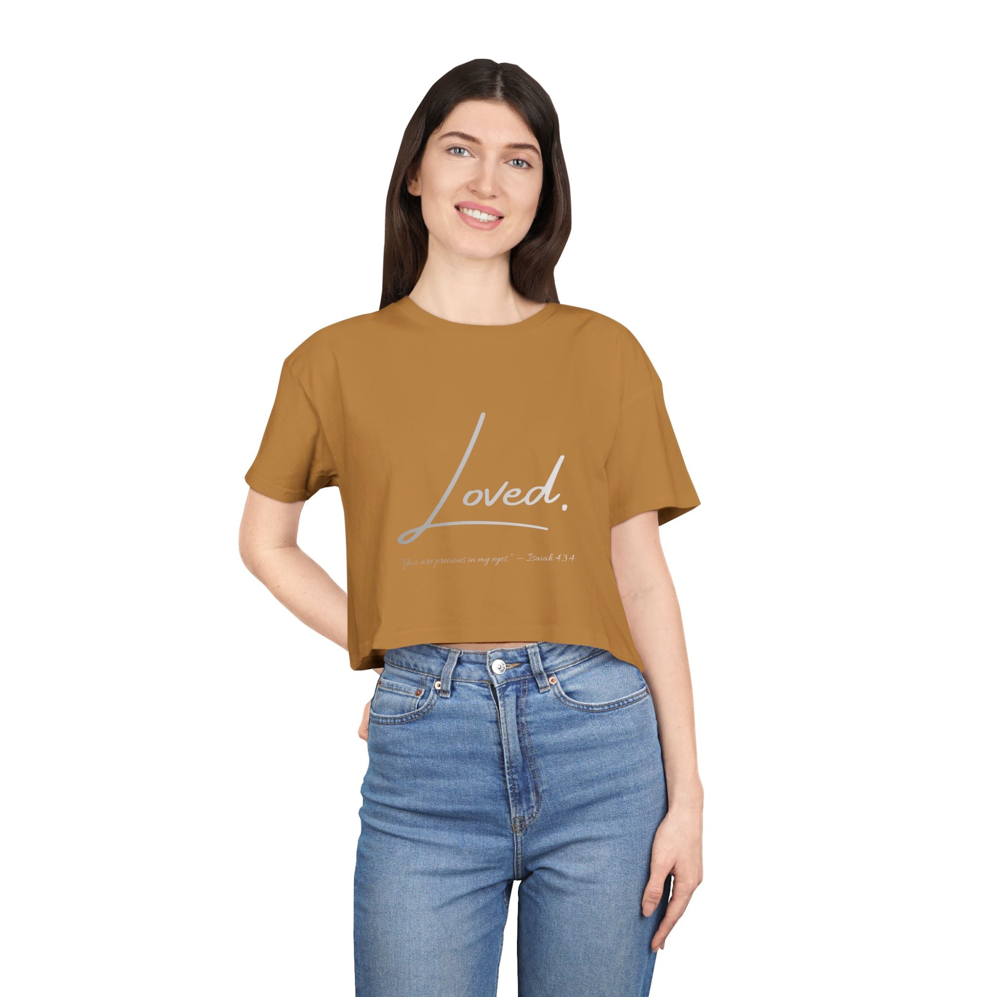 Loved Crop Tee — Christian Faith Message Women’s Cropped Shirt
