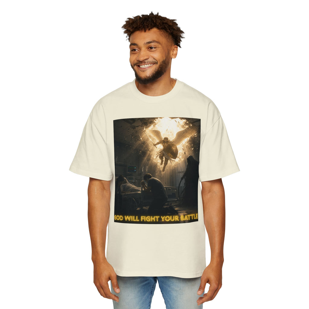 Christian Graphic Tee — "God Will Fight Your Battle" Oversized T‑Shirt