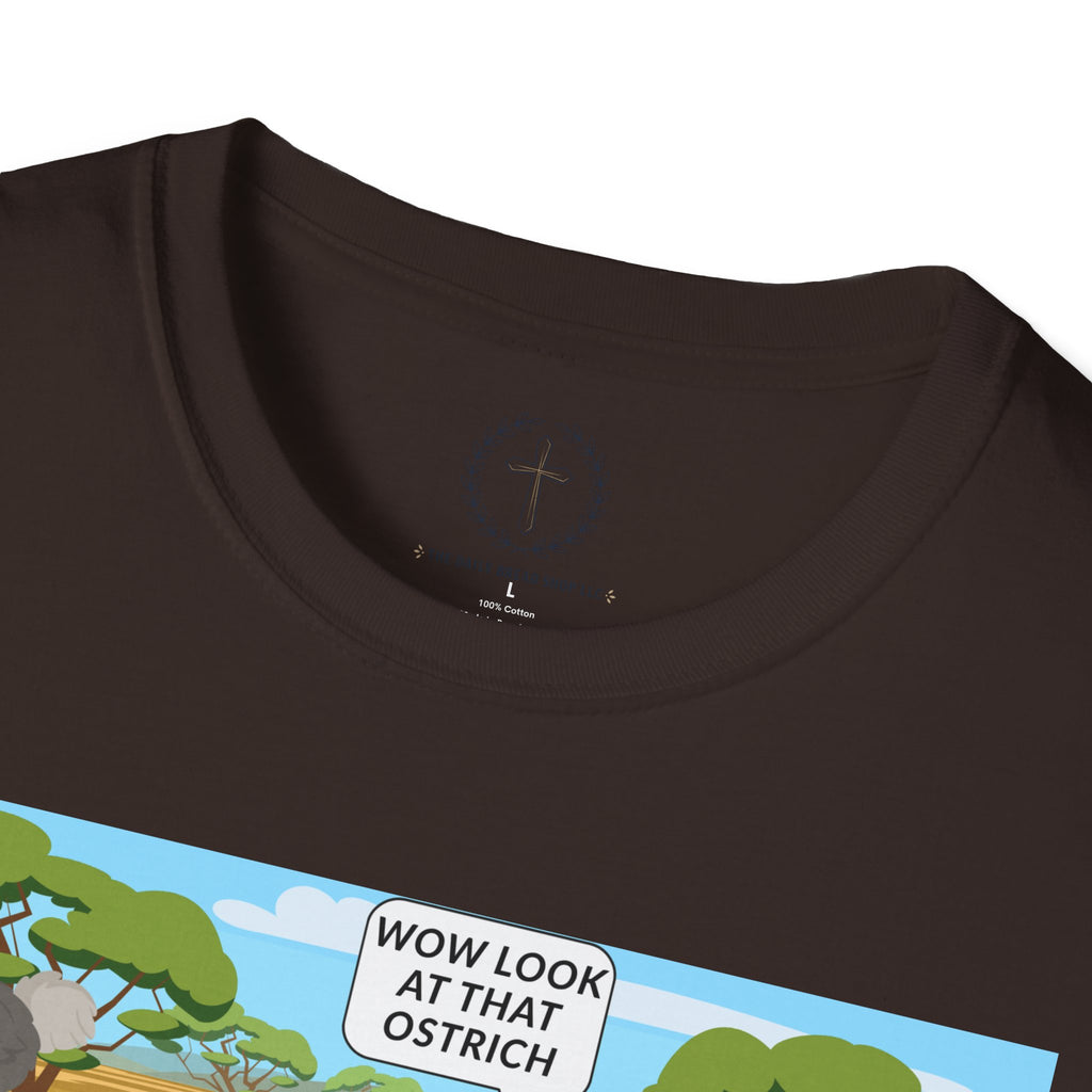 T-Shirt — Funny Biblical Ostrich Comic (Habakkuk 2:2-3)