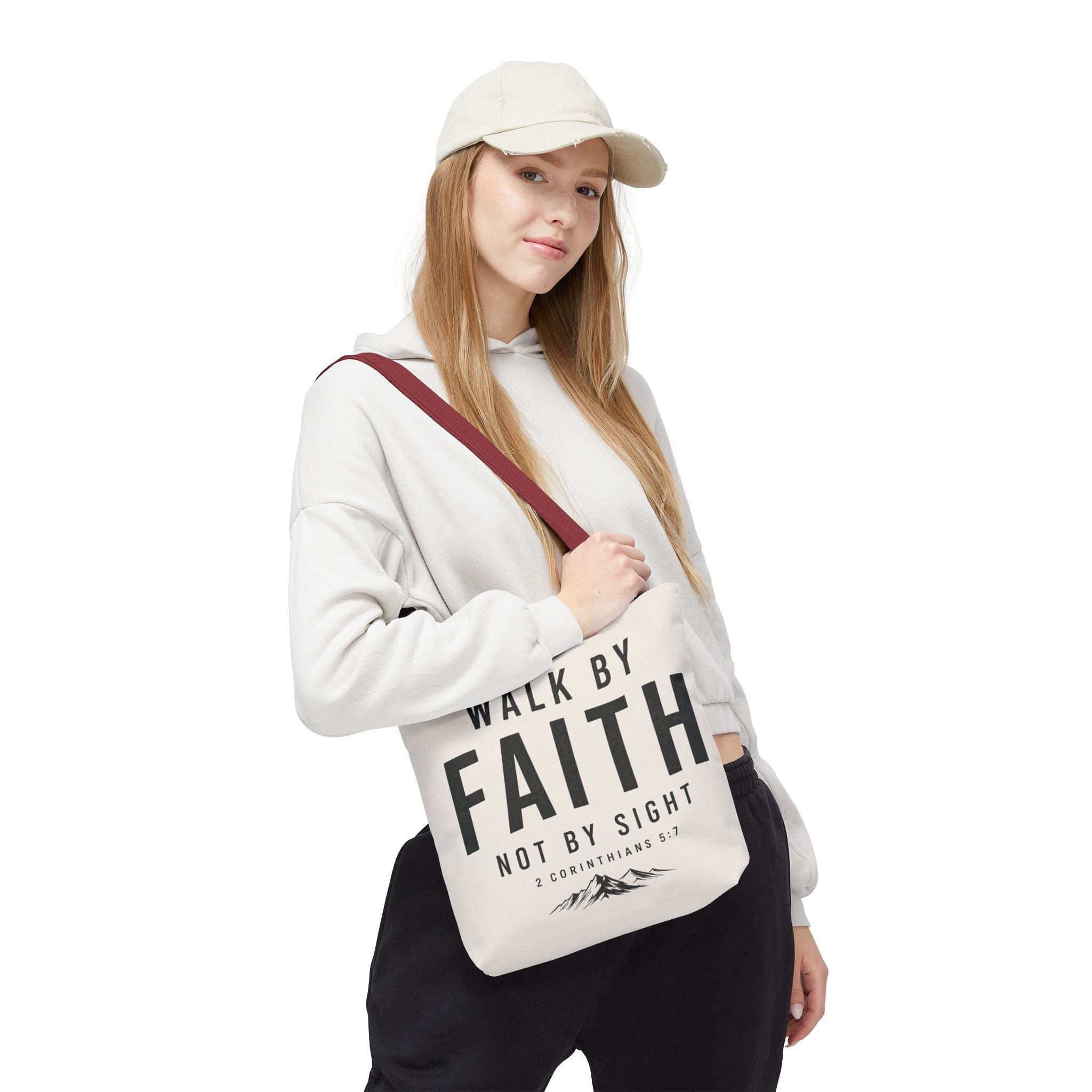 Faith Tote Bag — "Walk by Faith, Not by Sight" Inspirational Scripture Tote