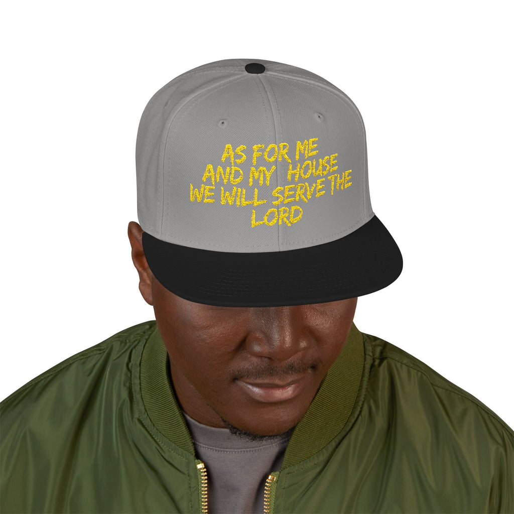 Embroidered Snapback Hat — “As For Me And My House, We Will Serve the Lord” Streetwear Cap