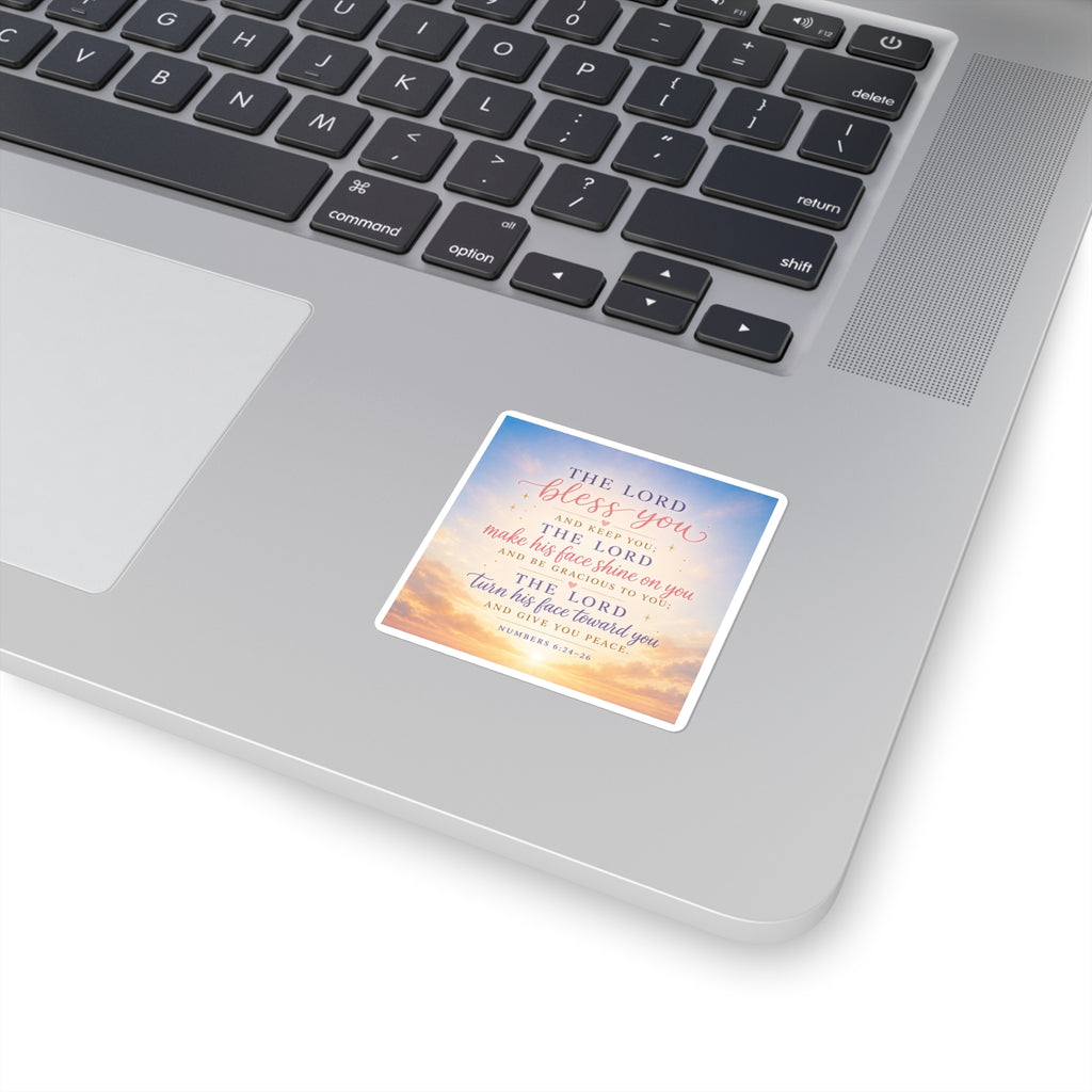 Blessing Verse Square Sticker — Numbers 6:24-26 Inspirational Faith Sticker