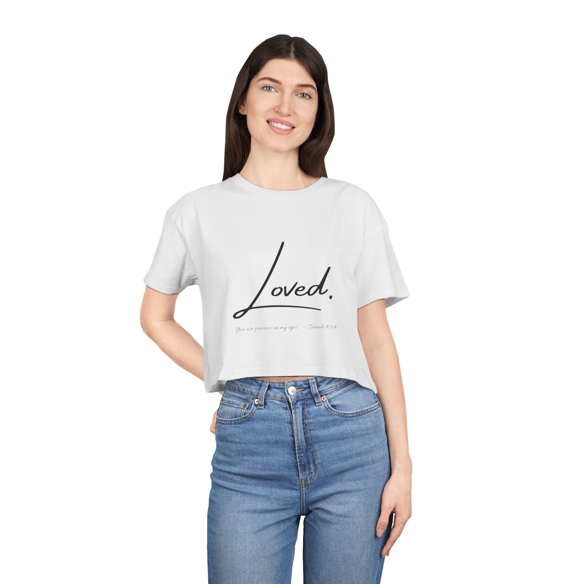 Loved Crop Tee — Christian Faith Message Women’s Cropped Shirt