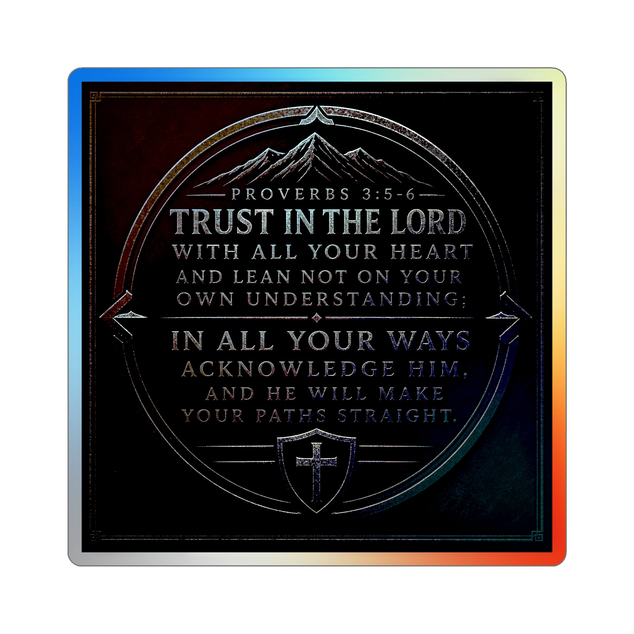 Holographic Faith Sticker — Proverbs 3:5 Inspirational Die-Cut
