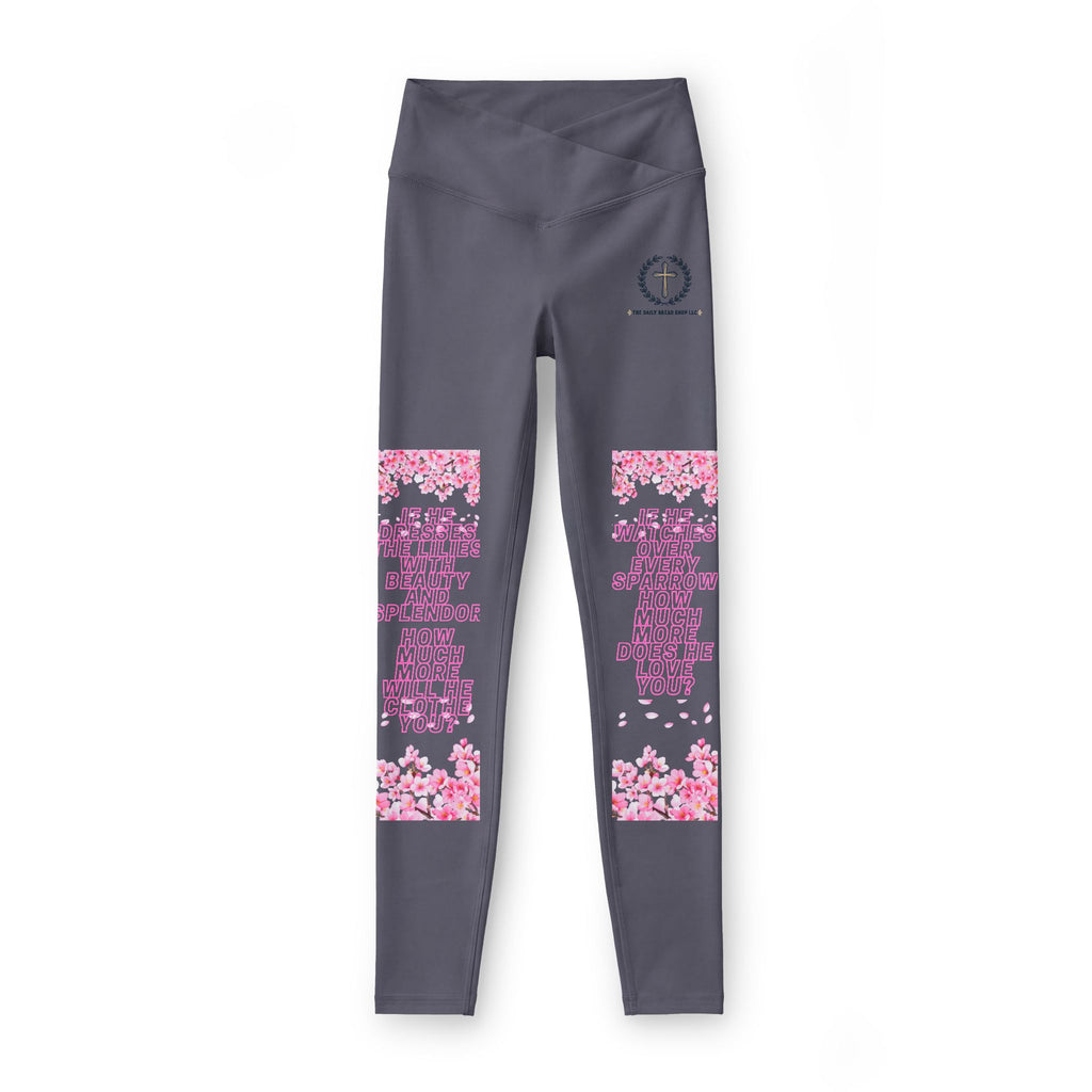 Christian Cross Leggings — "How much more" Faith Workout Tights