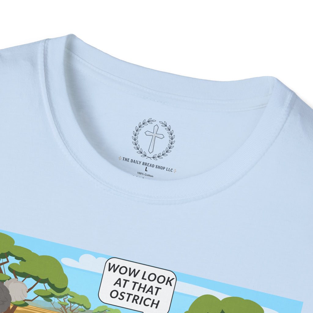T-Shirt — Funny Biblical Ostrich Comic (Habakkuk 2:2-3)