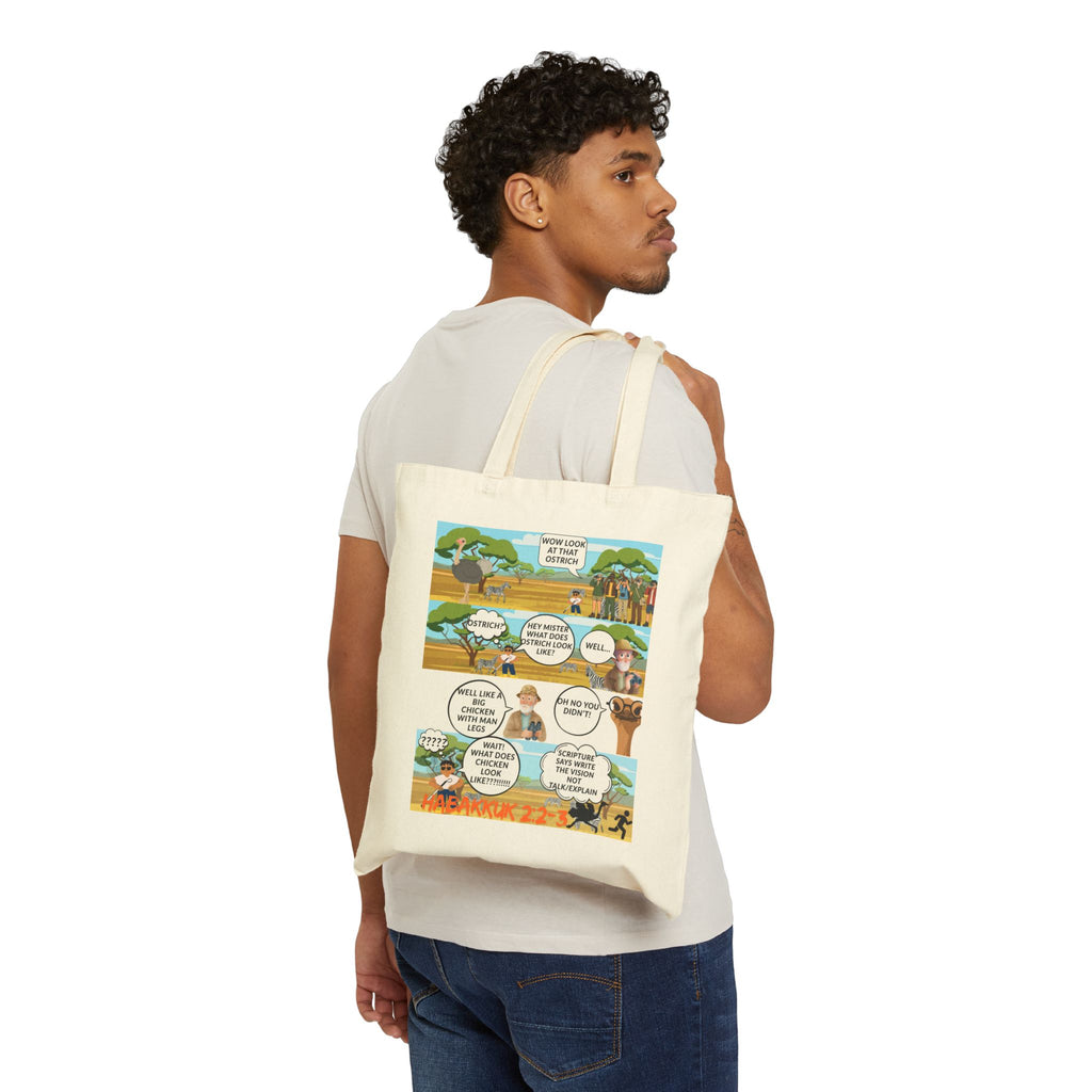 Bible Verse Tote Bag — Habakkuk 2:2-3 Canvas Shoulder Bag