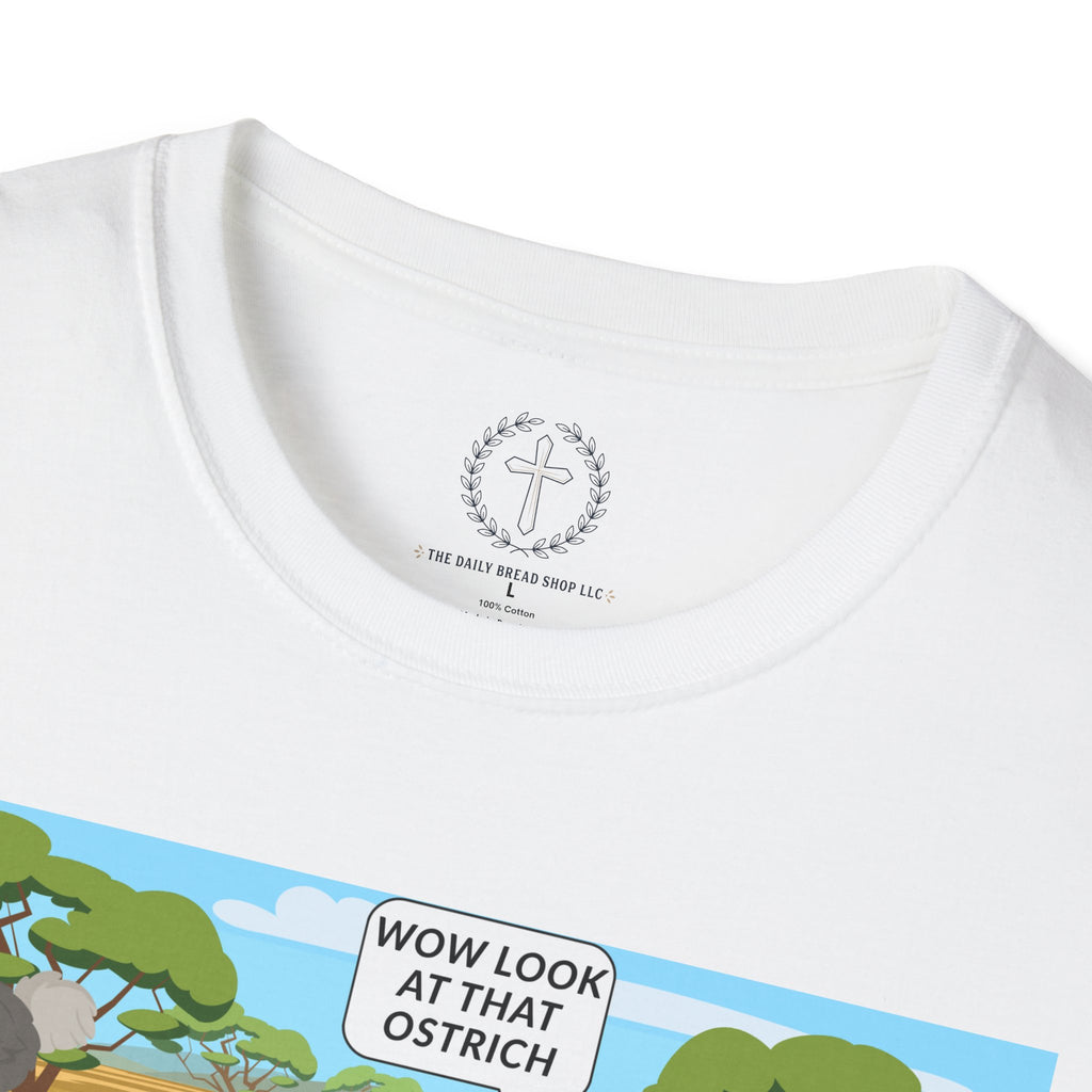 T-Shirt — Funny Biblical Ostrich Comic (Habakkuk 2:2-3)