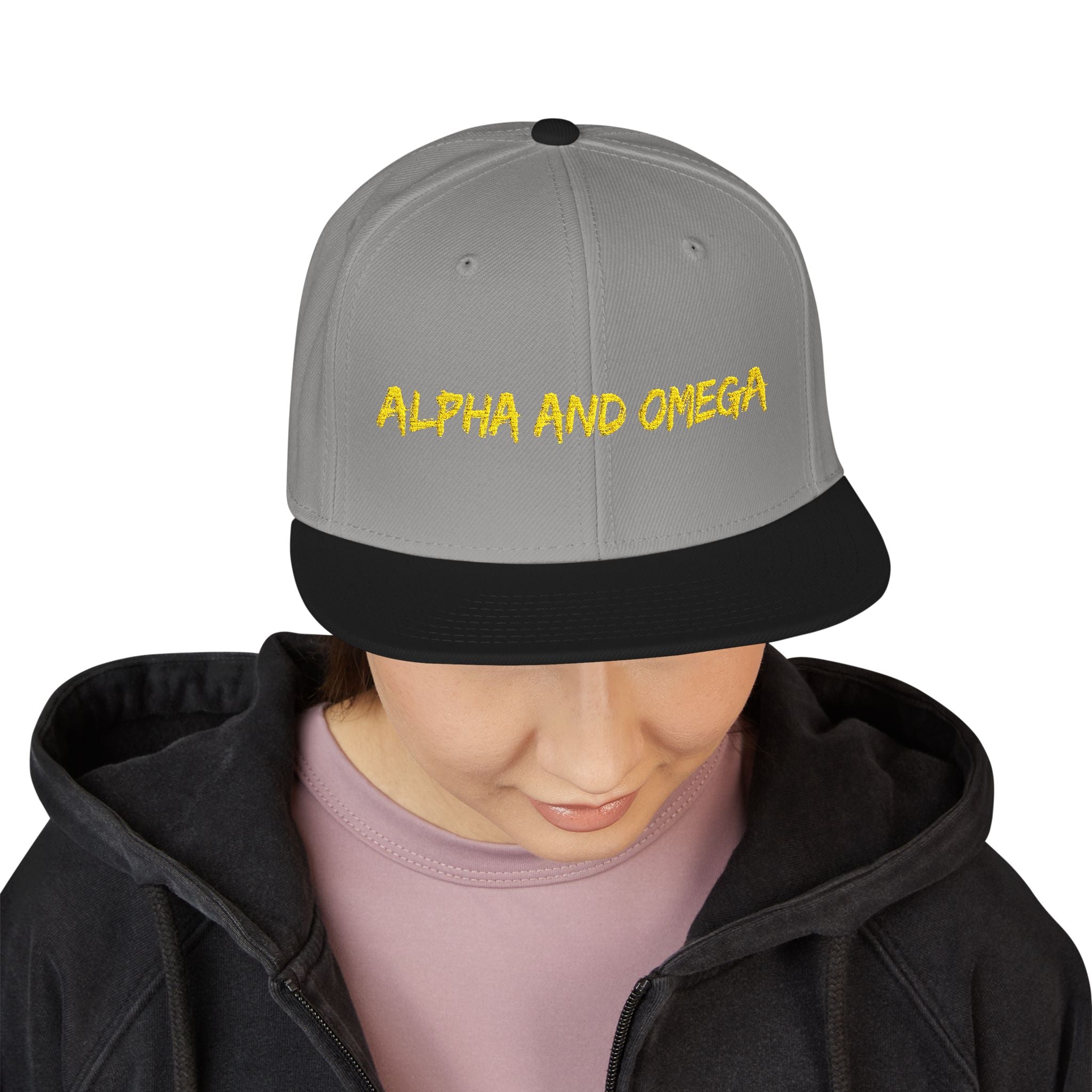 Embroidered "Alpha and Omega" Snapback Hat - Streetwear Trucker Cap