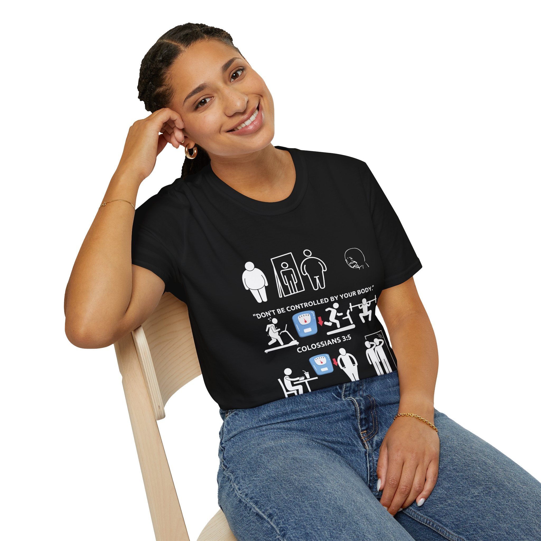 T-Shirt — “Don’t Be Controlled By Your Body” Christian Fitness Graphic