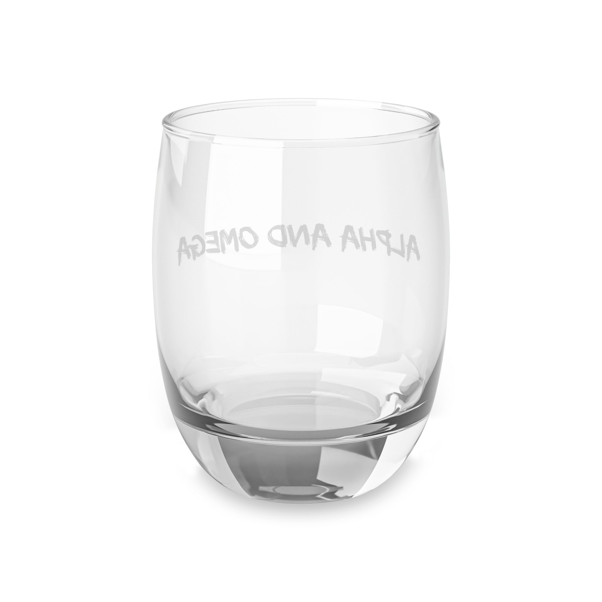 Alpha and Omega Whiskey Glass — Religious Script Rocks Glass, Faith Gift for Him (Customizable)