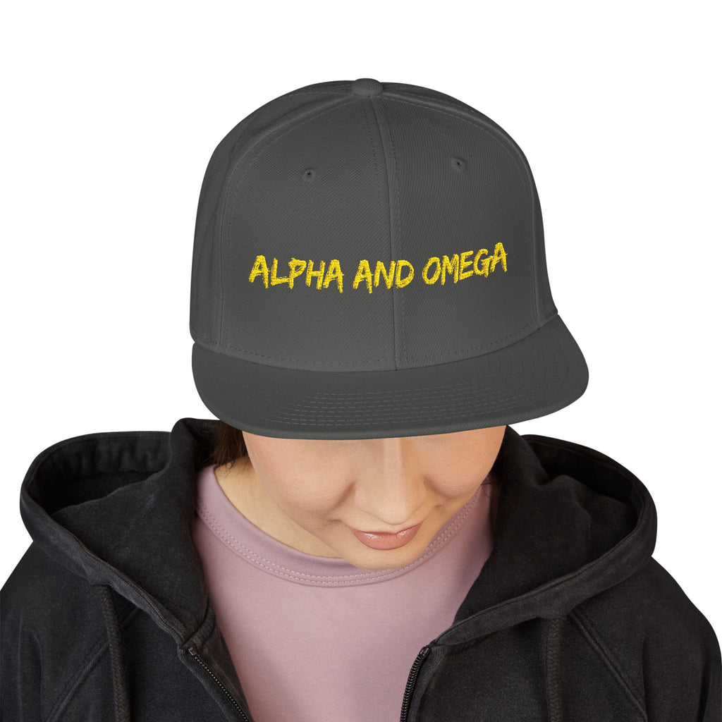 Embroidered "Alpha and Omega" Snapback Hat - Streetwear Trucker Cap