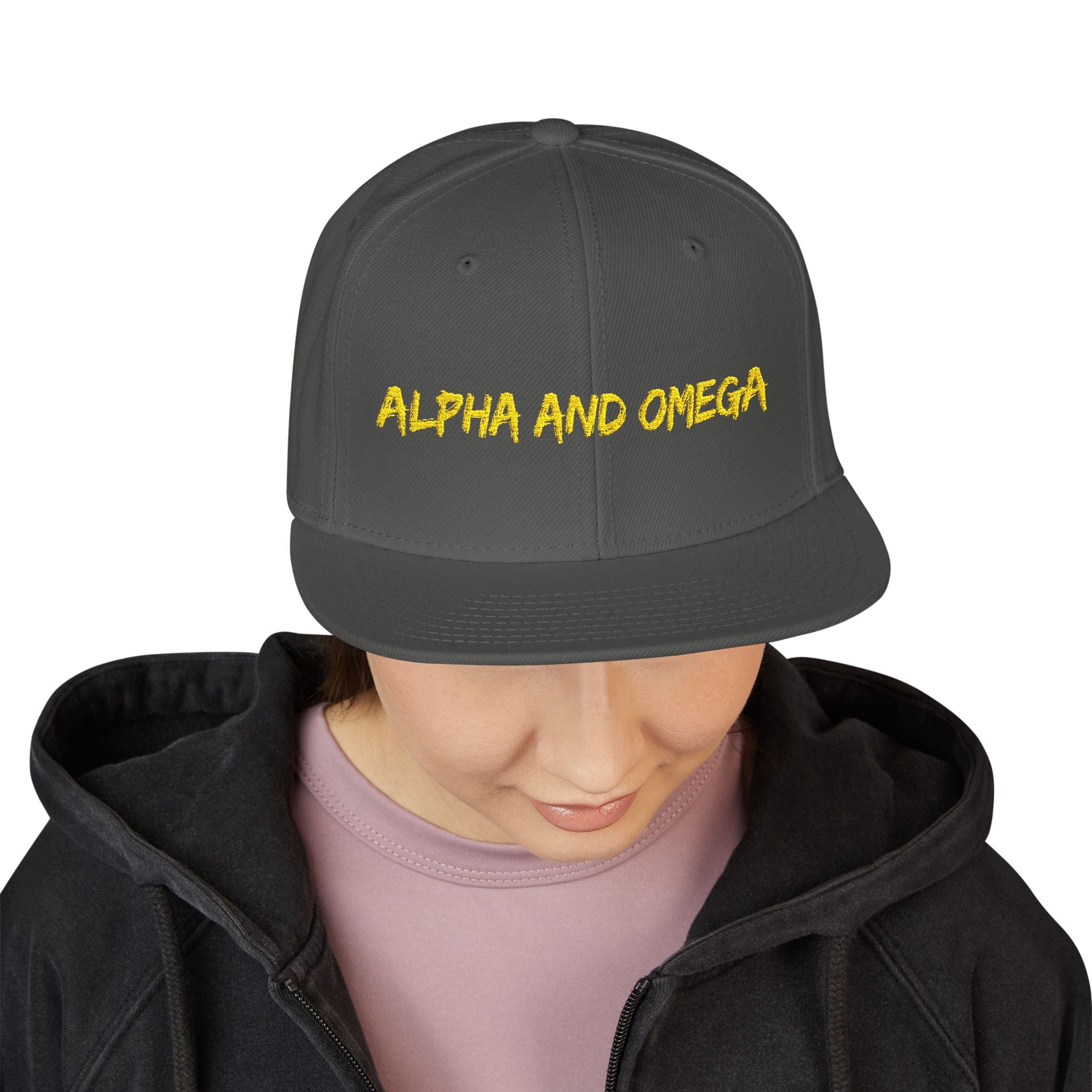 Embroidered "Alpha and Omega" Snapback Hat - Streetwear Trucker Cap