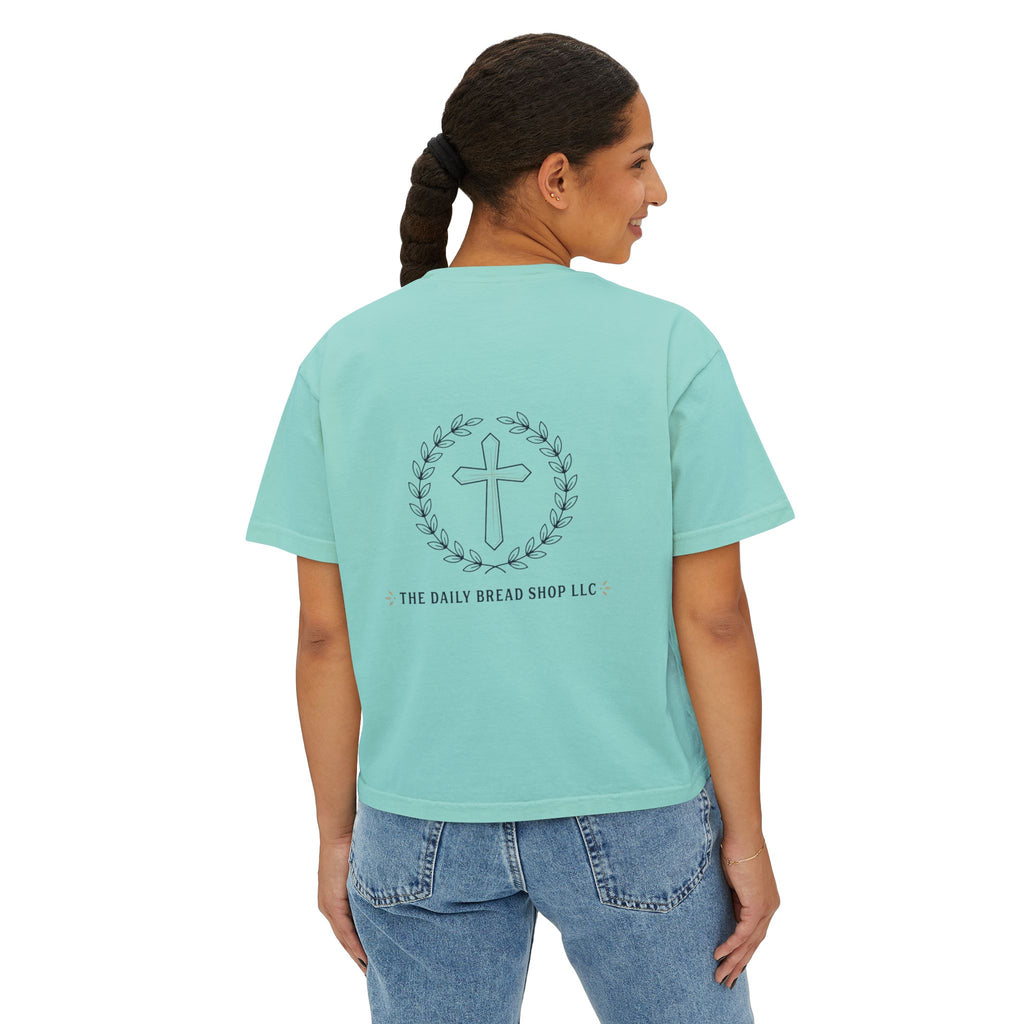 Christian Cross Boxy Tee — Write the Vision and Make It Plain KJV