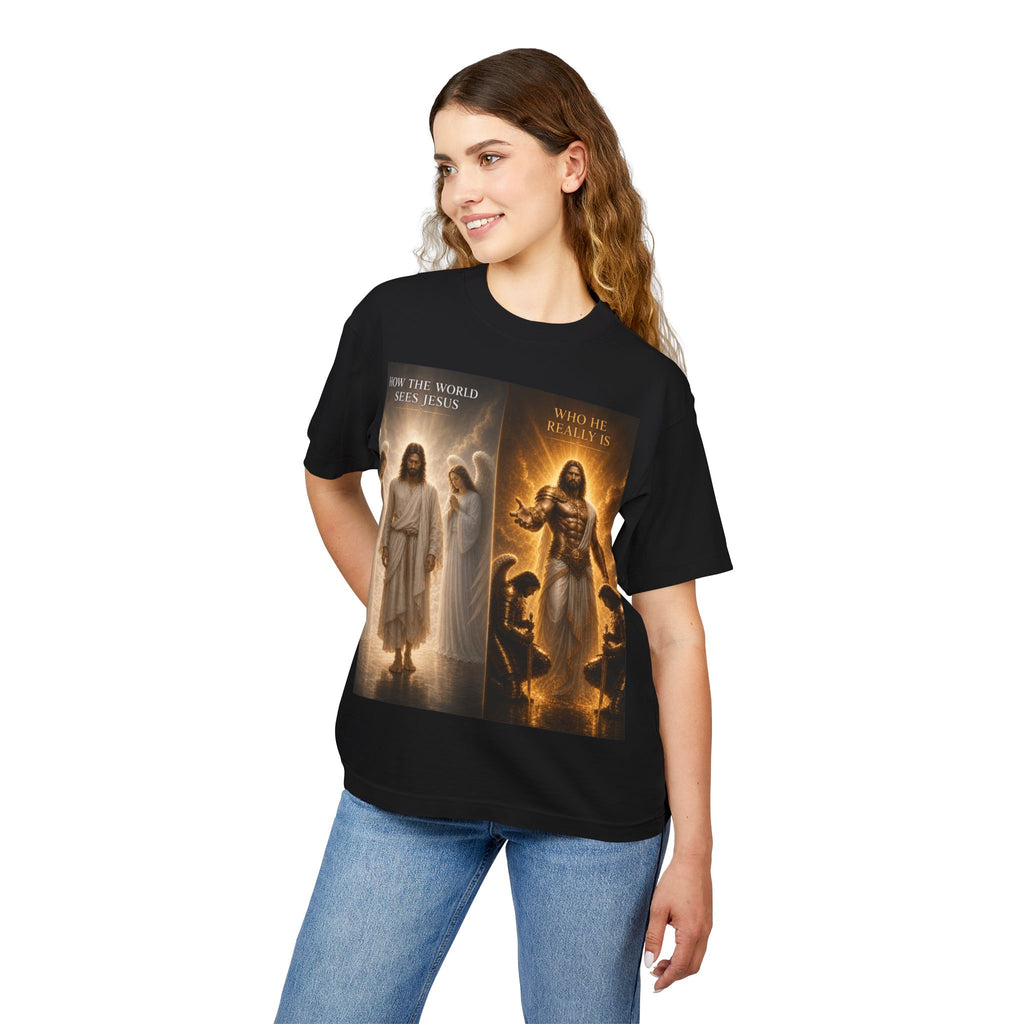 Faith Contrast T‑Shirt — "How the World Sees vs Who He Really Is" Inspirational Tee