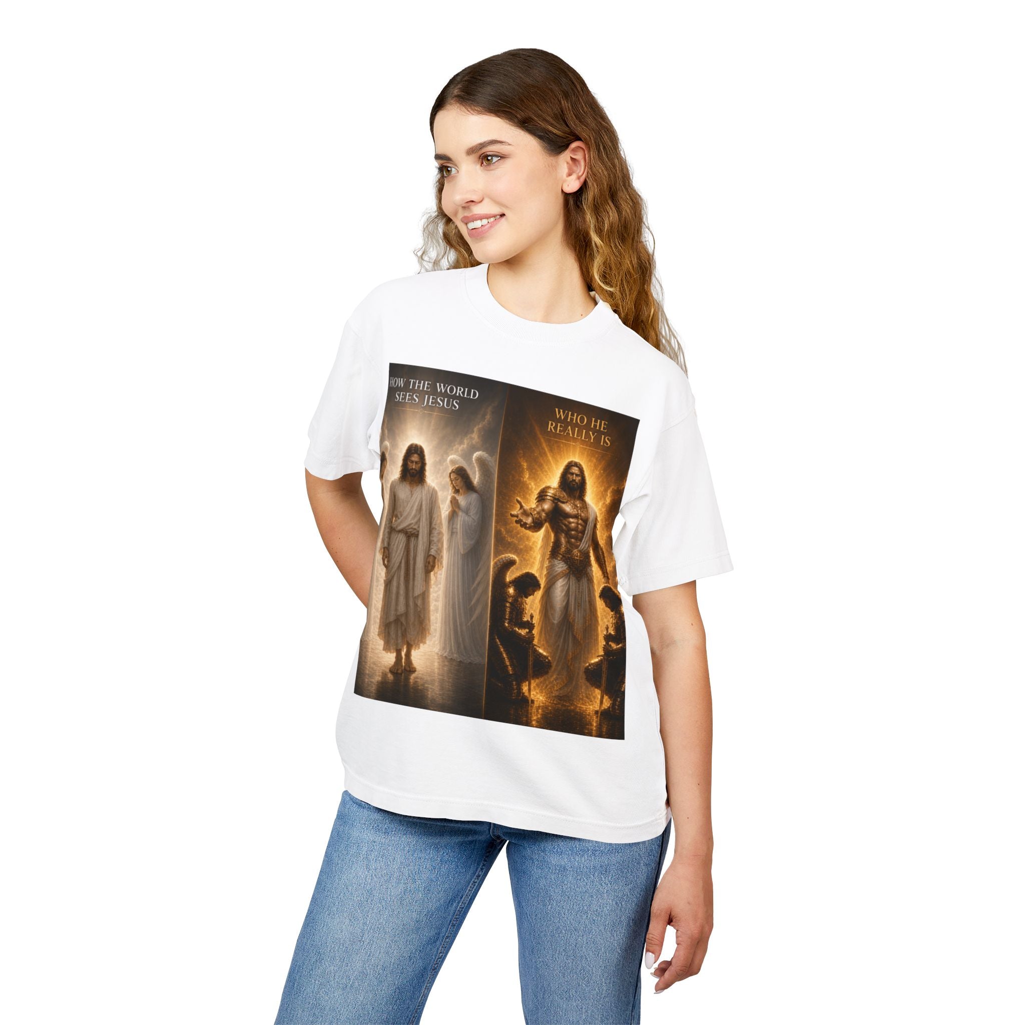 Faith Contrast T‑Shirt — "How the World Sees vs Who He Really Is" Inspirational Tee